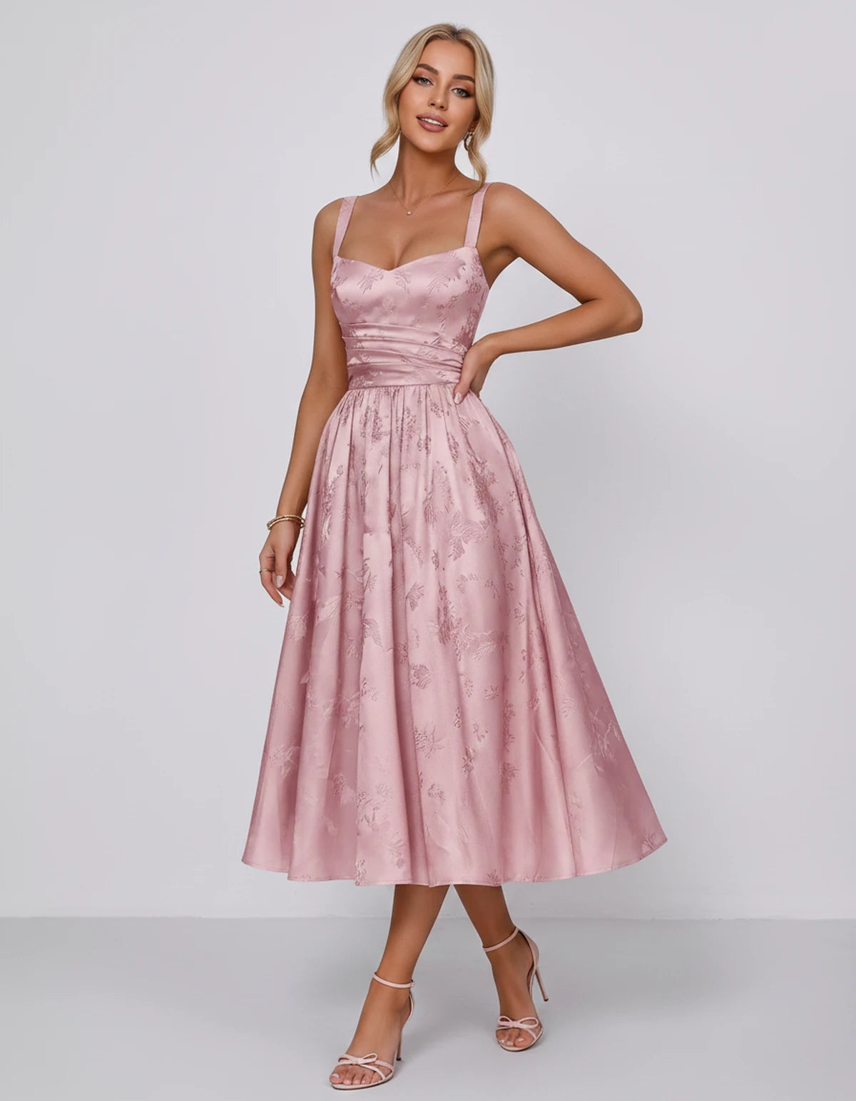 Belvedere Midi Dresses — Pink | SKU: SD-84503-pink-2,SD-84503-pink-4,SD-84503-pink-6,SD-84503-pink-8,SD-84503-pink-10,SD-84503-pink-12,SD-84503-pink-14,SD-84503-pink-16,SD-84503-pink-16W,SD-84503-pink-18W,SD-84503-pink-20W