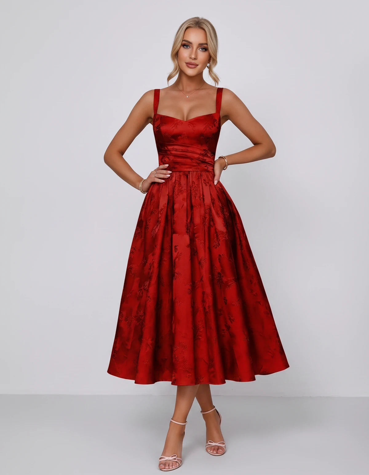 Belvedere Midi Dresses — Red | SKU: SD-84503-red-2,SD-84503-red-4,SD-84503-red-6,SD-84503-red-8,SD-84503-red-10,SD-84503-red-12,SD-84503-red-14,SD-84503-red-16,SD-84503-red-16W,SD-84503-red-18W,SD-84503-red-20W