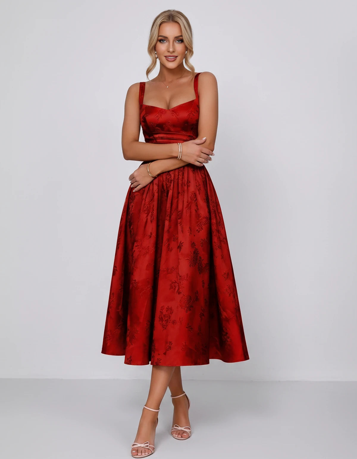 Belvedere Midi Dresses — Red | SKU: SD-84503-red-2,SD-84503-red-4,SD-84503-red-6,SD-84503-red-8,SD-84503-red-10,SD-84503-red-12,SD-84503-red-14,SD-84503-red-16,SD-84503-red-16W,SD-84503-red-18W,SD-84503-red-20W
