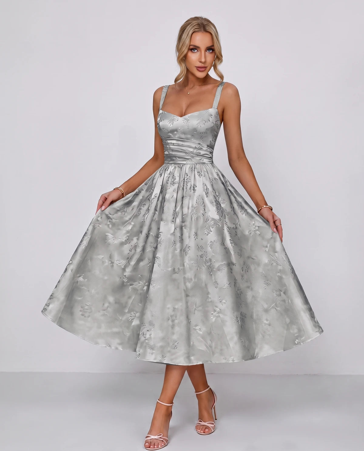 Belvedere Midi Dresses — Silver