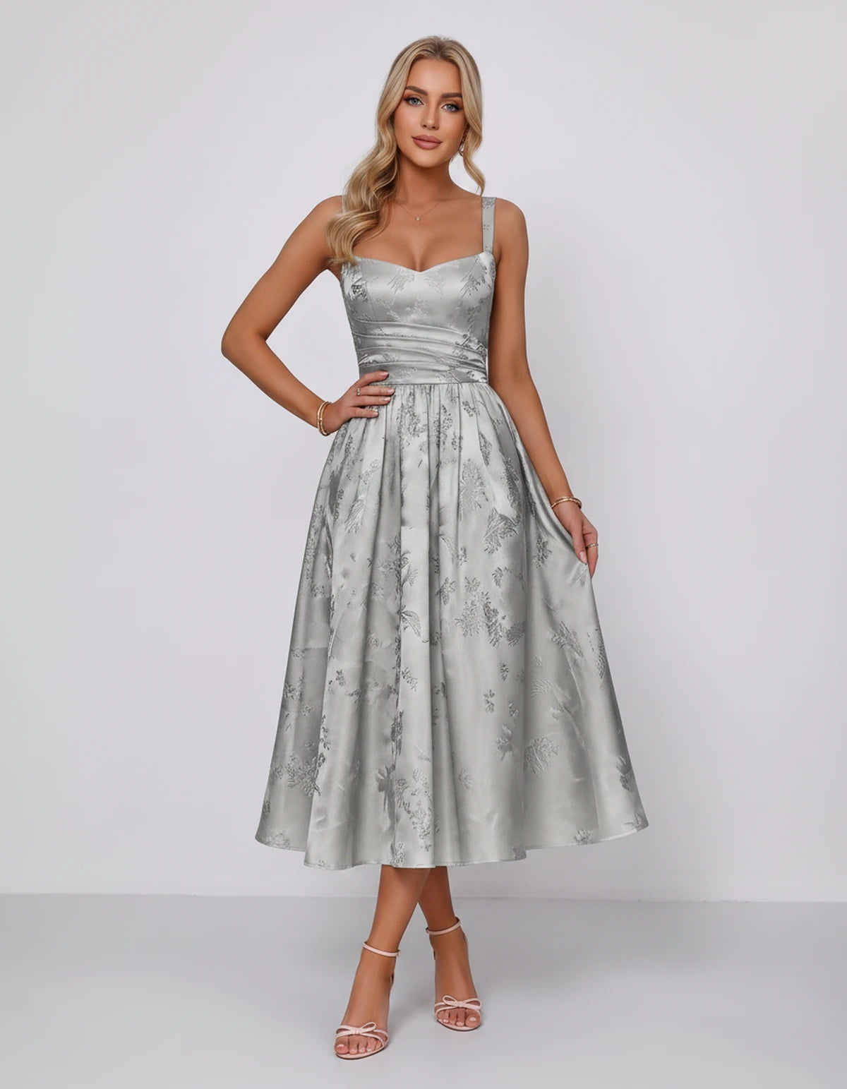 Belvedere Midi Dresses — Silver | SKU: SD-84503-silver-2,SD-84503-silver-4,SD-84503-silver-6,SD-84503-silver-8,SD-84503-silver-10,SD-84503-silver-12,SD-84503-silver-14,SD-84503-silver-16,SD-84503-silver-16W,SD-84503-silver-18W,SD-84503-silver-20W
