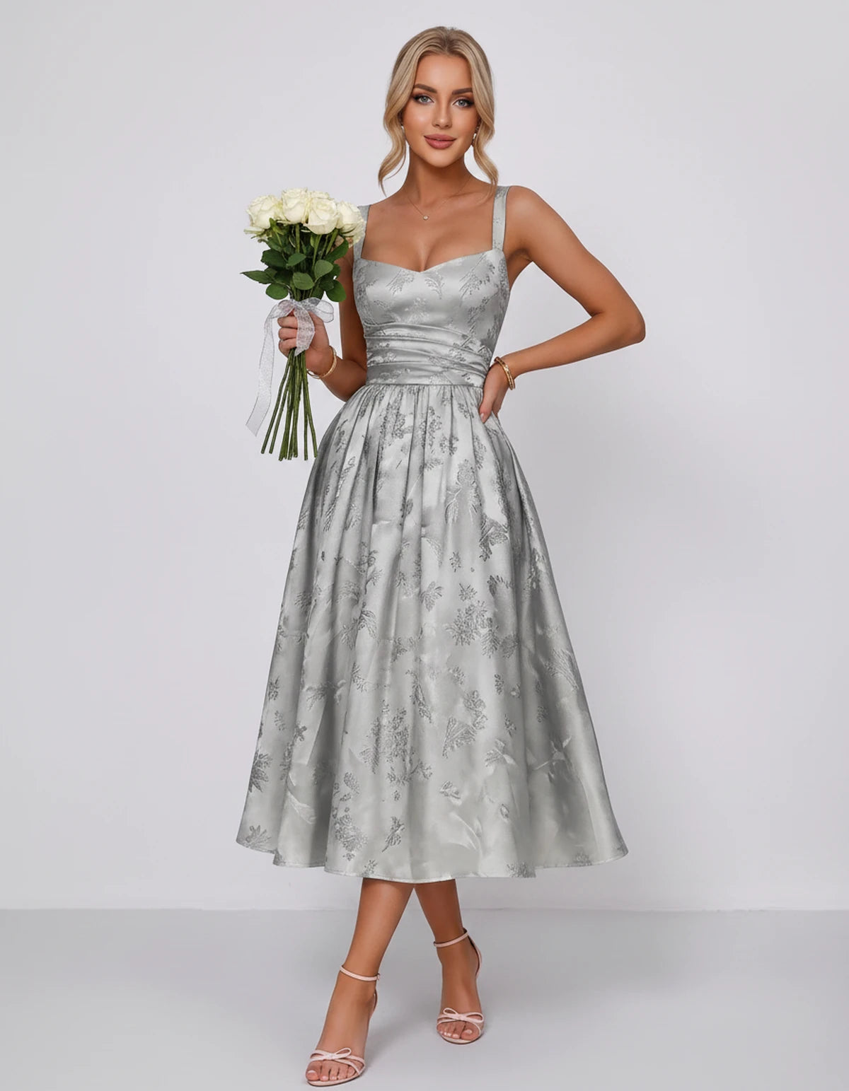 Belvedere Midi Dresses — Silver | SKU: SD-84503-silver-2,SD-84503-silver-4,SD-84503-silver-6,SD-84503-silver-8,SD-84503-silver-10,SD-84503-silver-12,SD-84503-silver-14,SD-84503-silver-16,SD-84503-silver-16W,SD-84503-silver-18W,SD-84503-silver-20W