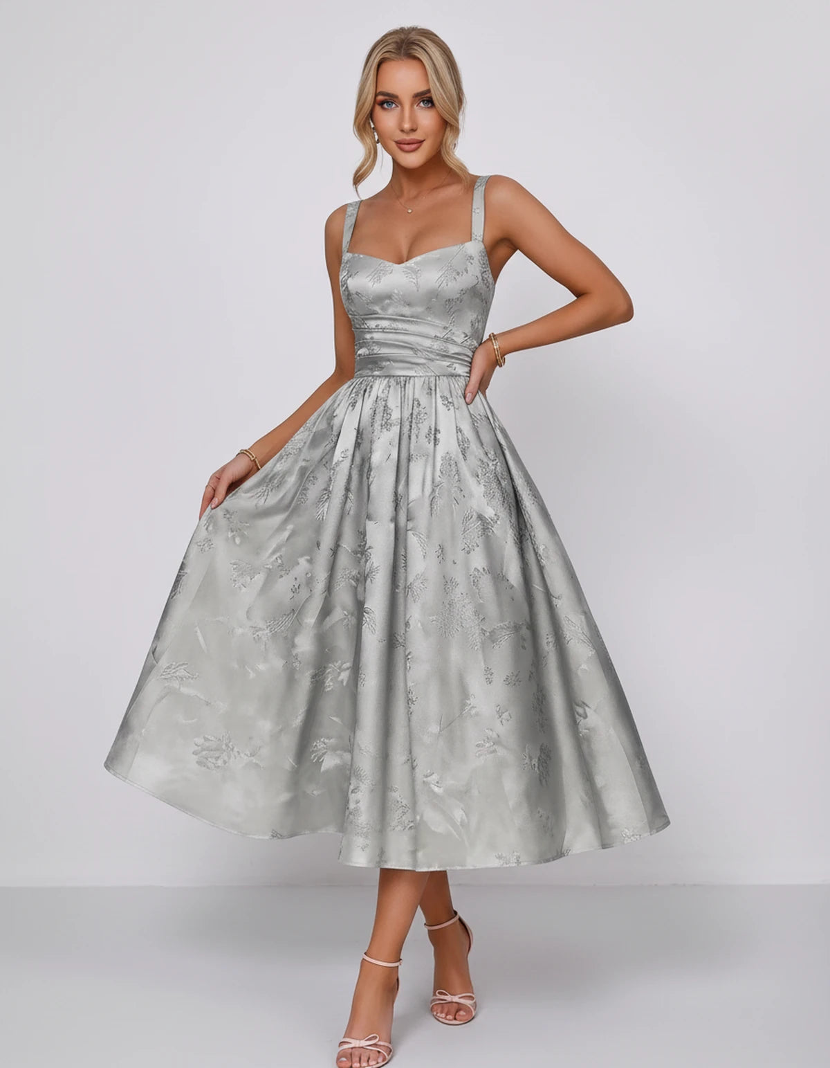 Belvedere Midi Dresses — Silver | SKU: SD-84503-silver-2,SD-84503-silver-4,SD-84503-silver-6,SD-84503-silver-8,SD-84503-silver-10,SD-84503-silver-12,SD-84503-silver-14,SD-84503-silver-16,SD-84503-silver-16W,SD-84503-silver-18W,SD-84503-silver-20W
