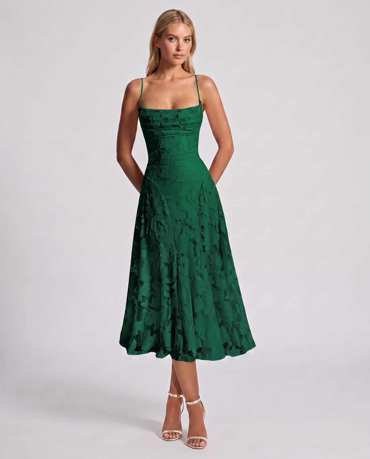 Benedetta Midi Dresses — Emerald