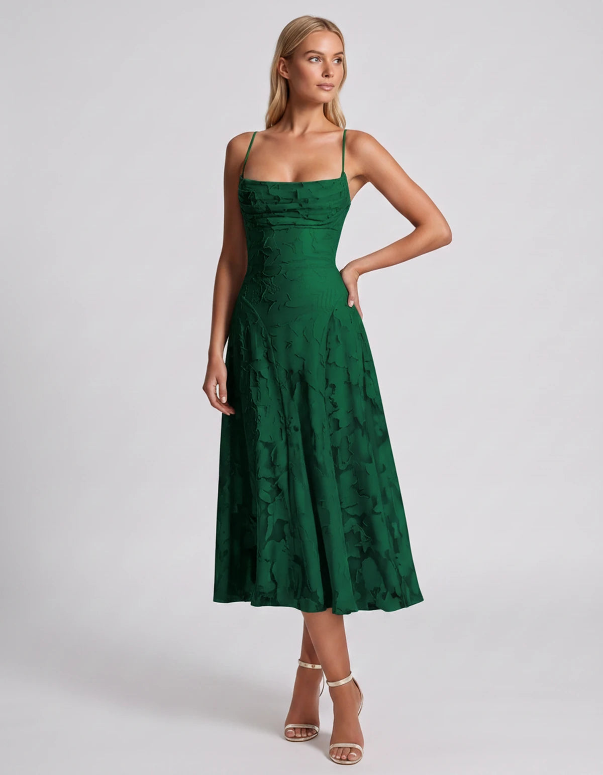 Benedetta Midi Dresses — Emerald | SKU: SD-33761-emerald-2,SD-33761-emerald-4,SD-33761-emerald-6,SD-33761-emerald-8,SD-33761-emerald-10,SD-33761-emerald-12,SD-33761-emerald-14,SD-33761-emerald-16,SD-33761-emerald-16W,SD-33761-emerald-18W,SD-33761-emerald-20W,SD-33761-emerald-22W