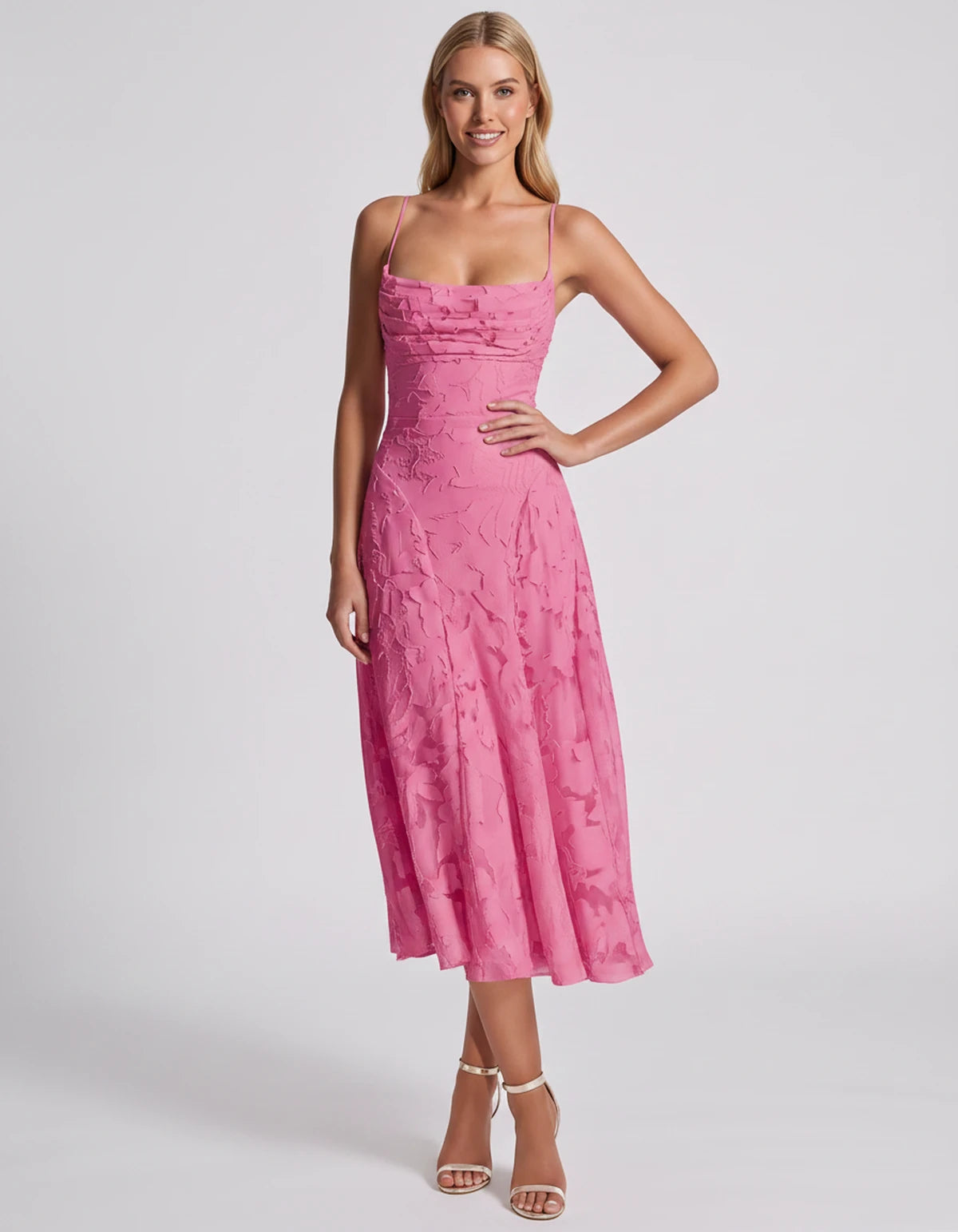 Benedetta Midi Dresses — Hot Pink | SKU: SD-33761-hotpink-2,SD-33761-hotpink-4,SD-33761-hotpink-6,SD-33761-hotpink-8,SD-33761-hotpink-10,SD-33761-hotpink-12,SD-33761-hotpink-14,SD-33761-hotpink-16,SD-33761-hotpink-16W,SD-33761-hotpink-18W,SD-33761-hotpink-20W,SD-33761-hotpink-22W