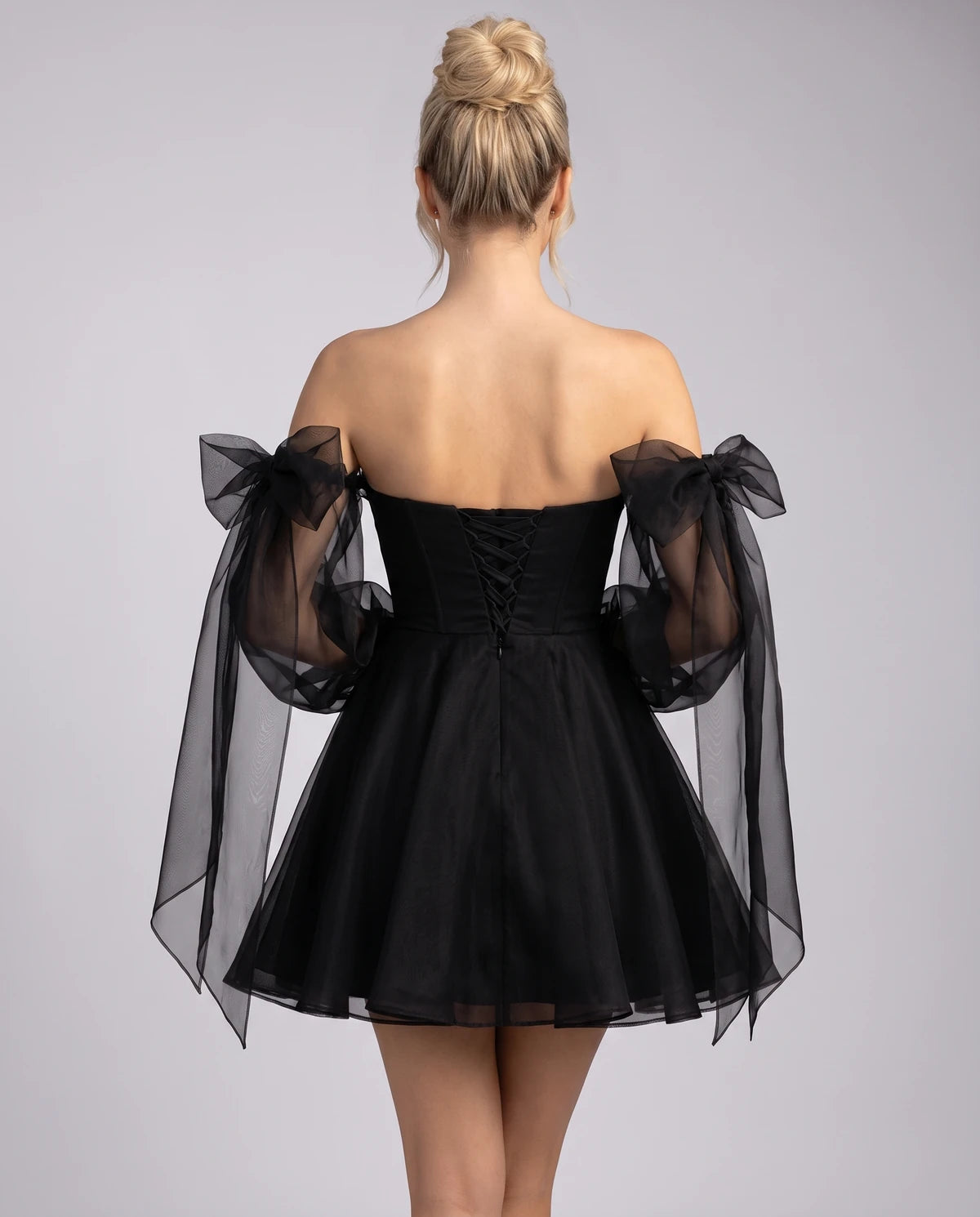 Bergamote Mini Dress — Black | SKU: SD-11409-black-2,SD-11409-black-4,SD-11409-black-6,SD-11409-black-8,SD-11409-black-10,SD-11409-black-12,SD-11409-black-14,SD-11409-black-16,SD-11409-black-16W,SD-11409-black-18W,SD-11409-black-20W,SD-11409-black-22W