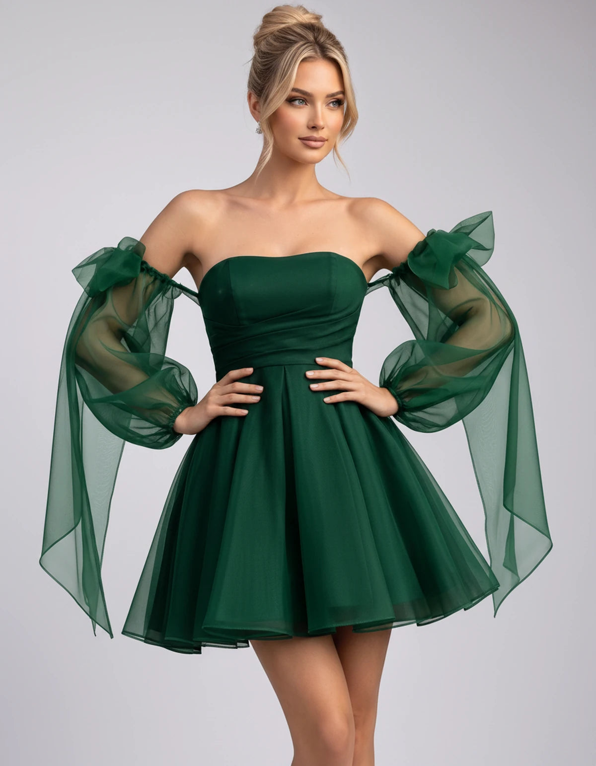 Bergamote Mini Dress — Green | SKU: SD-11409-green-2,SD-11409-green-4,SD-11409-green-6,SD-11409-green-8,SD-11409-green-10,SD-11409-green-12,SD-11409-green-14,SD-11409-green-16,SD-11409-green-16W,SD-11409-green-18W,SD-11409-green-20W,SD-11409-green-22W