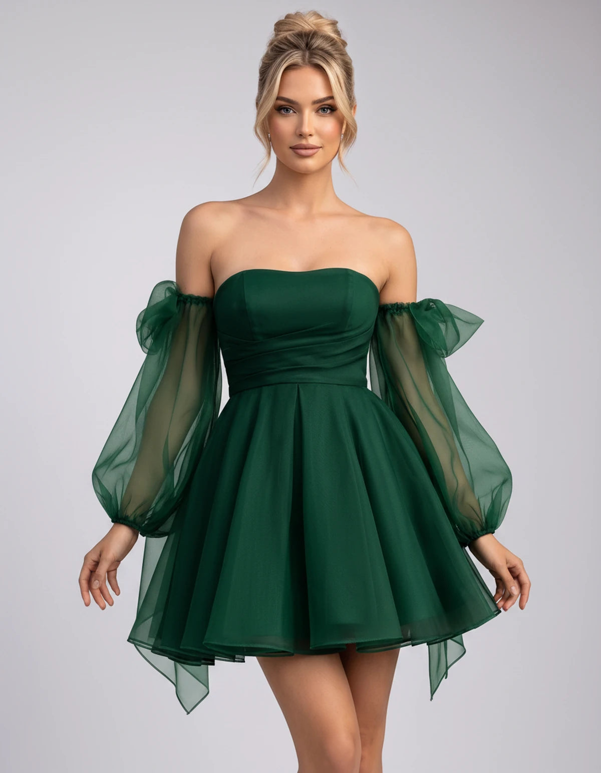 Bergamote Mini Dress — Green | SKU: SD-11409-green-2,SD-11409-green-4,SD-11409-green-6,SD-11409-green-8,SD-11409-green-10,SD-11409-green-12,SD-11409-green-14,SD-11409-green-16,SD-11409-green-16W,SD-11409-green-18W,SD-11409-green-20W,SD-11409-green-22W