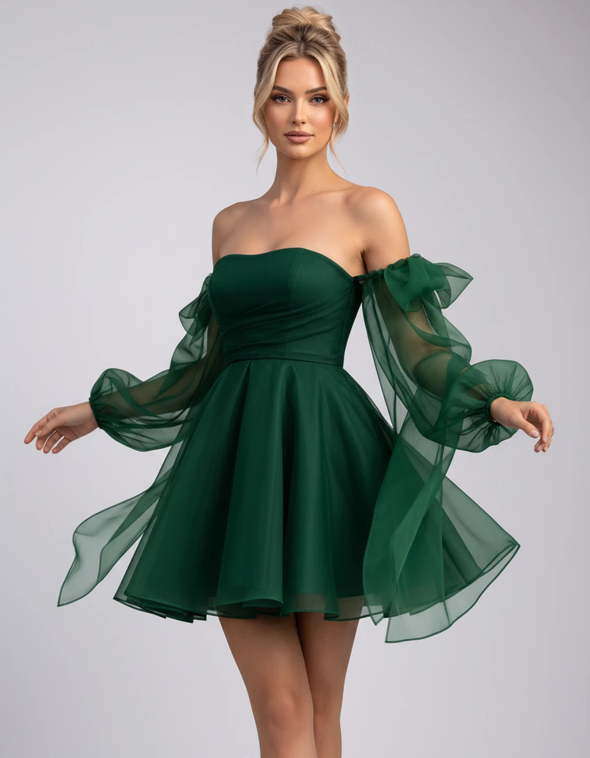 Bergamote Mini Dress — Green | SKU: SD-11409-green-2,SD-11409-green-4,SD-11409-green-6,SD-11409-green-8,SD-11409-green-10,SD-11409-green-12,SD-11409-green-14,SD-11409-green-16,SD-11409-green-16W,SD-11409-green-18W,SD-11409-green-20W,SD-11409-green-22W
