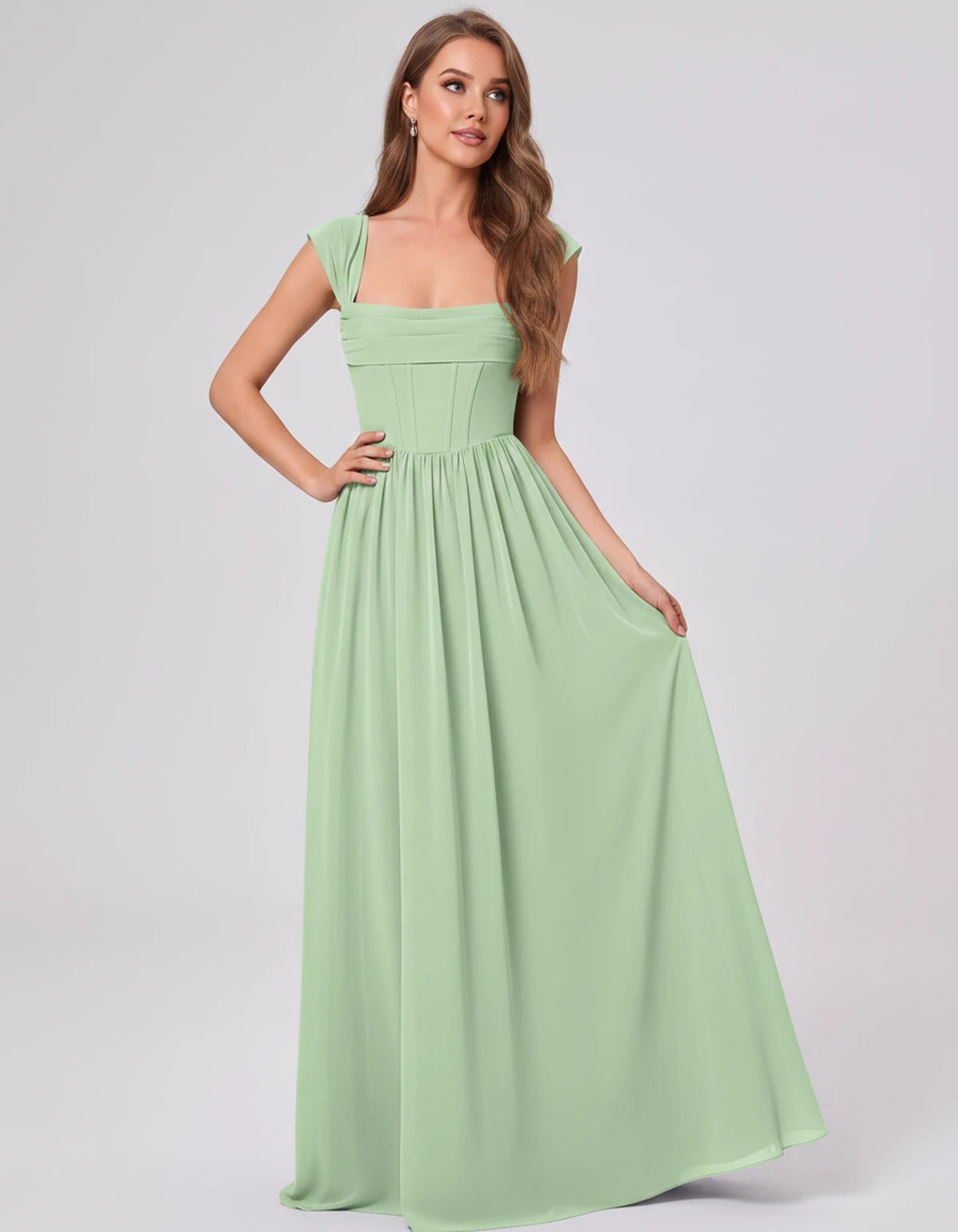Beryl Maxi Dress — Light Green | SKU: SD-18542-lightgreen-2,SD-18542-lightgreen-4,SD-18542-lightgreen-6,SD-18542-lightgreen-8,SD-18542-lightgreen-10,SD-18542-lightgreen-12,SD-18542-lightgreen-14,SD-18542-lightgreen-16,SD-18542-lightgreen-16W,SD-18542-lightgreen-18W,SD-18542-lightgreen-20W,SD-18542-lightgreen-22W,SD-18542-lightgreen-24W