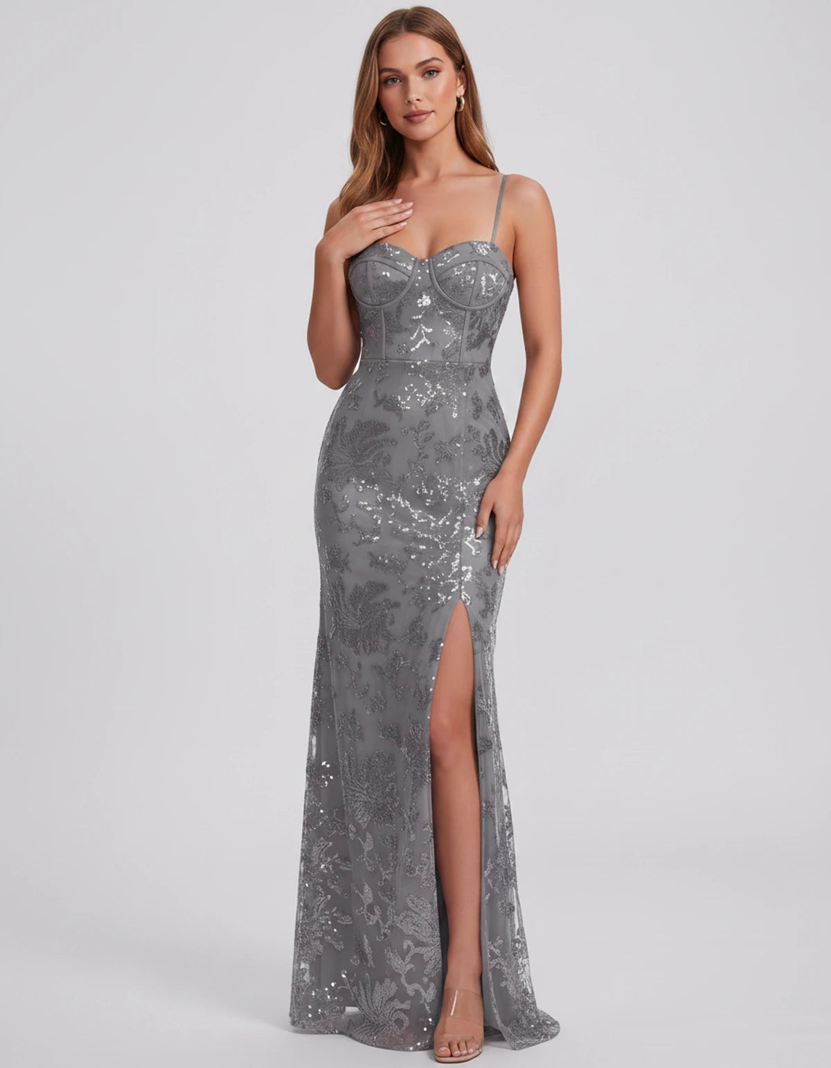 Bexley Maxi Dress — Grey | SKU: SD-15030-grey-2,SD-15030-grey-4,SD-15030-grey-6,SD-15030-grey-8,SD-15030-grey-10,SD-15030-grey-12,SD-15030-grey-14,SD-15030-grey-16,SD-15030-grey-16W,SD-15030-grey-18W,SD-15030-grey-20W,SD-15030-grey-22W,SD-15030-grey-24W