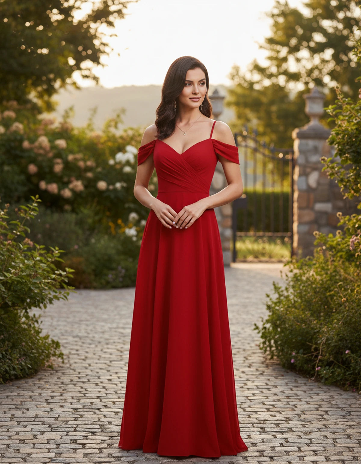 Biarritz Maxi Dress — Red | SKU: SD-64181-red-2,SD-64181-red-4,SD-64181-red-6,SD-64181-red-8,SD-64181-red-10,SD-64181-red-12,SD-64181-red-14,SD-64181-red-16,SD-64181-red-16W,SD-64181-red-18W,SD-64181-red-20W,SD-64181-red-22W