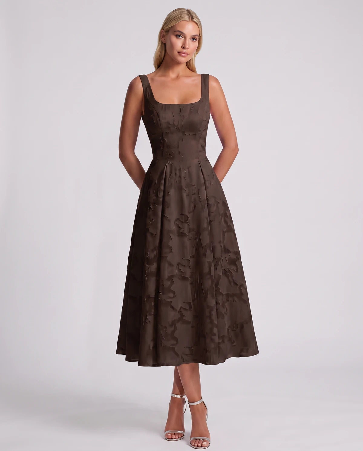Blanchette Midi Dresses — Brown