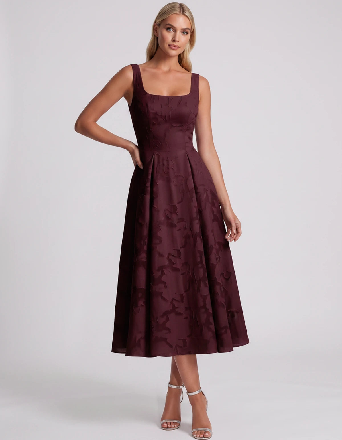 Blanchette Midi Dresses — Burgundy | SKU: SD-79480-burgundy-2,SD-79480-burgundy-4,SD-79480-burgundy-6,SD-79480-burgundy-8,SD-79480-burgundy-10,SD-79480-burgundy-12,SD-79480-burgundy-14,SD-79480-burgundy-16,SD-79480-burgundy-16W,SD-79480-burgundy-18W,SD-79480-burgundy-20W,SD-79480-burgundy-22W,SD-79480-burgundy-24W