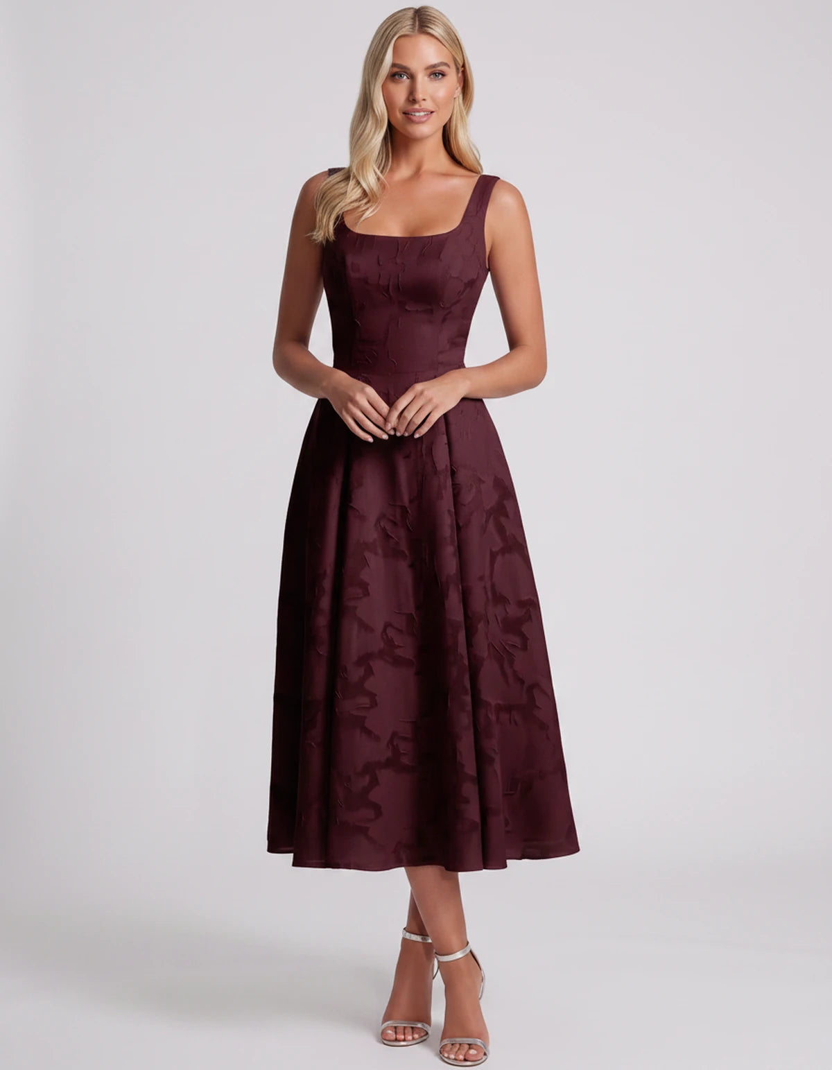 Blanchette Midi Dresses — Burgundy | SKU: SD-79480-burgundy-2,SD-79480-burgundy-4,SD-79480-burgundy-6,SD-79480-burgundy-8,SD-79480-burgundy-10,SD-79480-burgundy-12,SD-79480-burgundy-14,SD-79480-burgundy-16,SD-79480-burgundy-16W,SD-79480-burgundy-18W,SD-79480-burgundy-20W,SD-79480-burgundy-22W,SD-79480-burgundy-24W