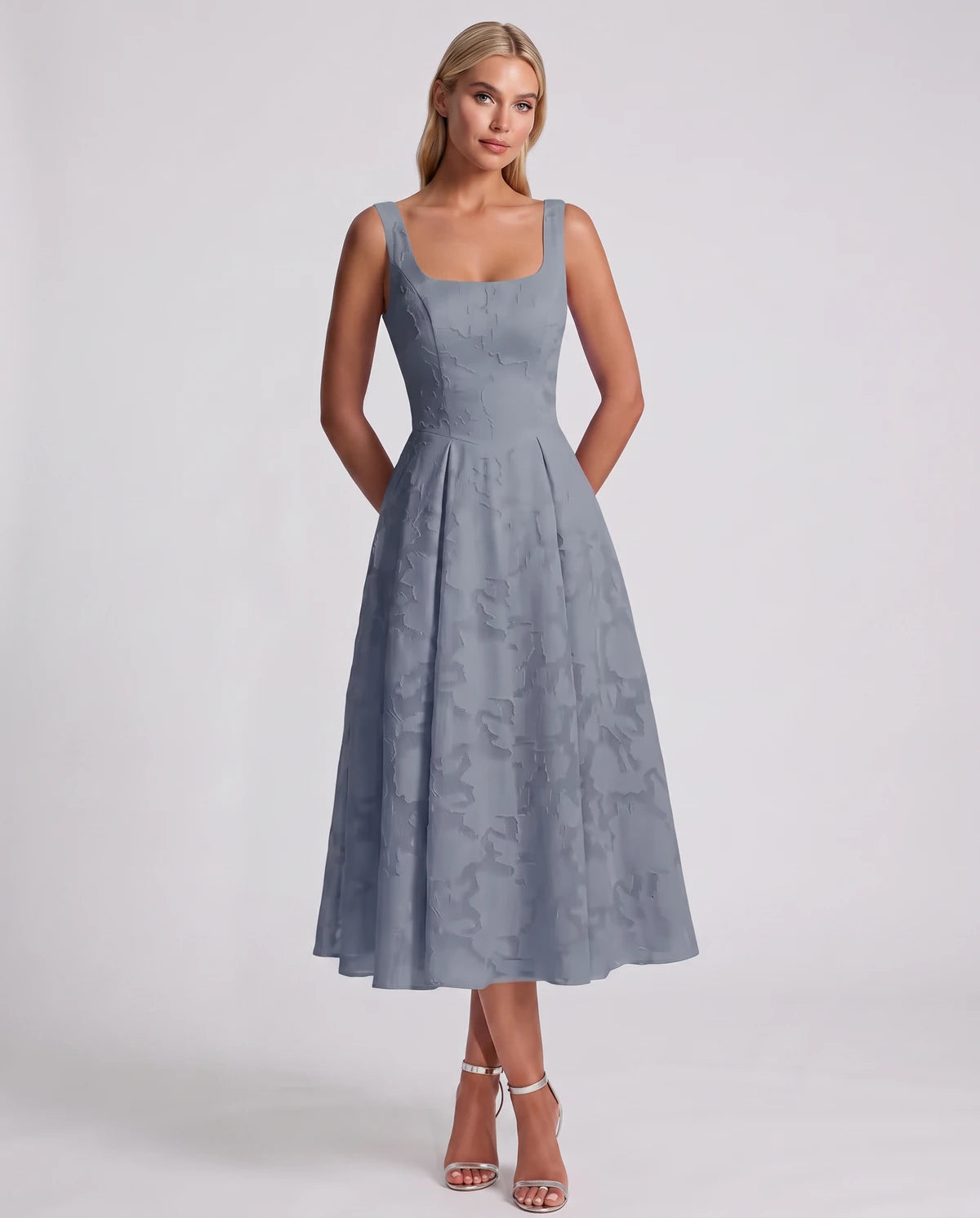 Blanchette Midi Dresses — Dusty Blue