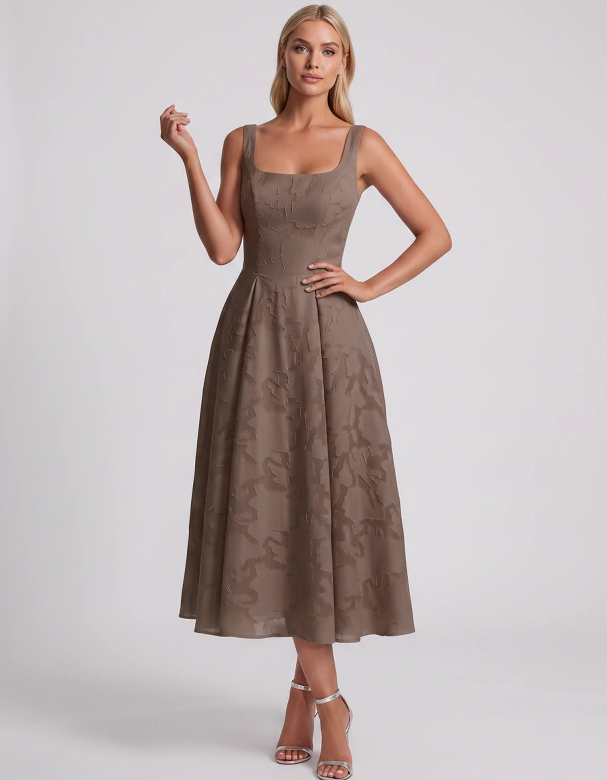 Blanchette Midi Dresses — Khaki | SKU: SD-79480-khaki-2,SD-79480-khaki-4,SD-79480-khaki-6,SD-79480-khaki-8,SD-79480-khaki-10,SD-79480-khaki-12,SD-79480-khaki-14,SD-79480-khaki-16,SD-79480-khaki-16W,SD-79480-khaki-18W,SD-79480-khaki-20W,SD-79480-khaki-22W,SD-79480-khaki-24W