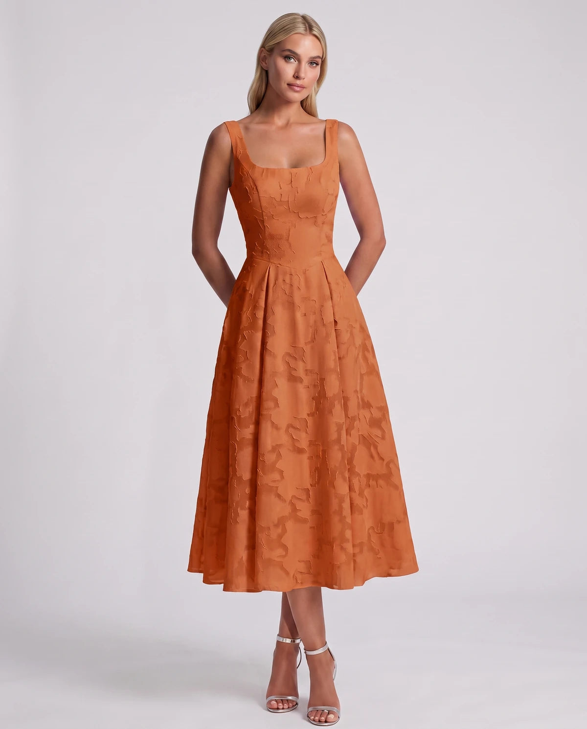 Blanchette Midi Dresses — Orange