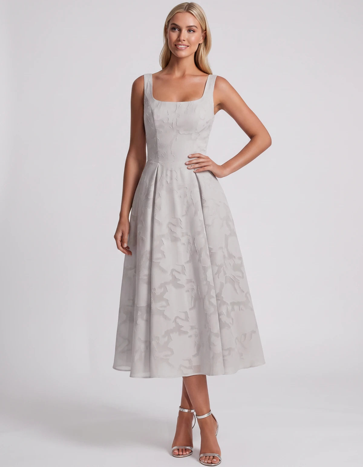 Blanchette Midi Dresses — White | SKU: SD-79480-white-2,SD-79480-white-4,SD-79480-white-6,SD-79480-white-8,SD-79480-white-10,SD-79480-white-12,SD-79480-white-14,SD-79480-white-16,SD-79480-white-16W,SD-79480-white-18W,SD-79480-white-20W,SD-79480-white-22W,SD-79480-white-24W