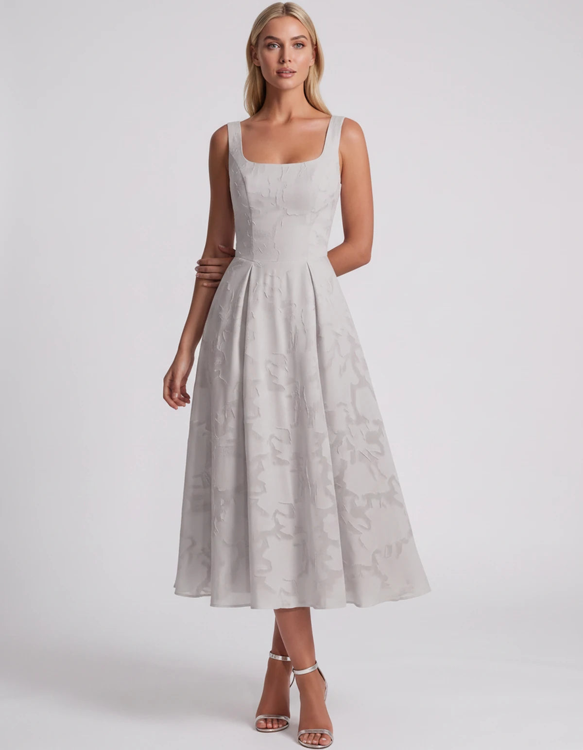 Blanchette Midi Dresses — White | SKU: SD-79480-white-2,SD-79480-white-4,SD-79480-white-6,SD-79480-white-8,SD-79480-white-10,SD-79480-white-12,SD-79480-white-14,SD-79480-white-16,SD-79480-white-16W,SD-79480-white-18W,SD-79480-white-20W,SD-79480-white-22W,SD-79480-white-24W