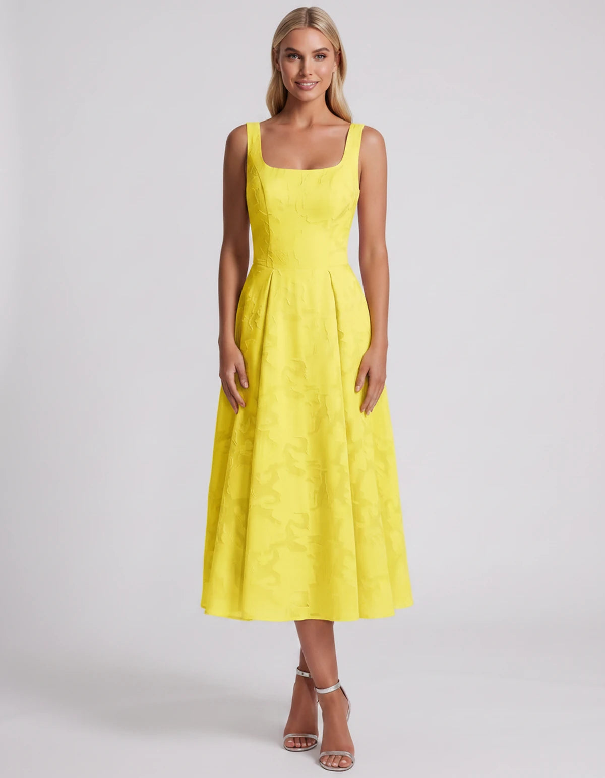 Blanchette Midi Dresses — Yellow | SKU: SD-79480-yellow-2,SD-79480-yellow-4,SD-79480-yellow-6,SD-79480-yellow-8,SD-79480-yellow-10,SD-79480-yellow-12,SD-79480-yellow-14,SD-79480-yellow-16,SD-79480-yellow-16W,SD-79480-yellow-18W,SD-79480-yellow-20W,SD-79480-yellow-22W,SD-79480-yellow-24W