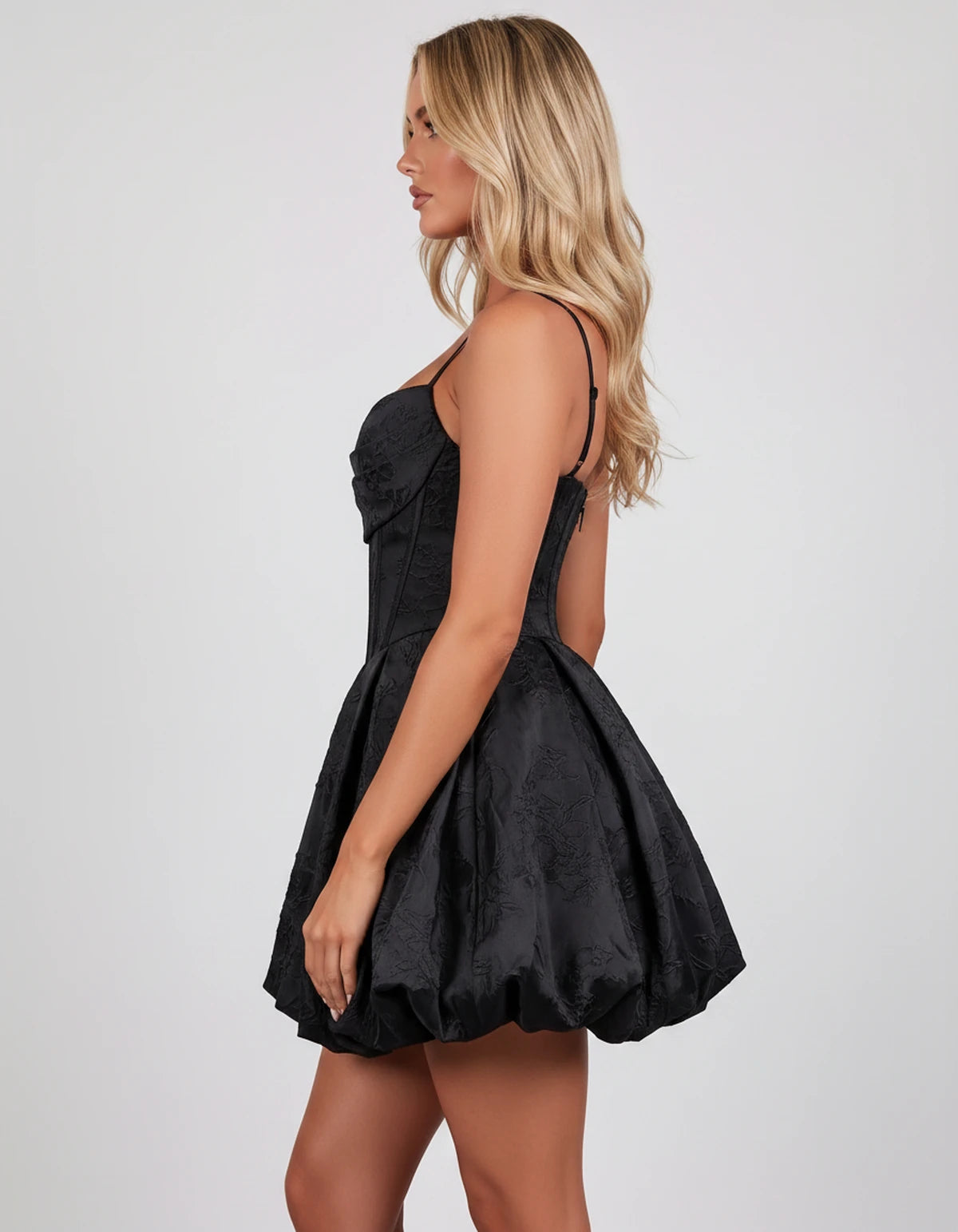 Bruyere Mini Dress — Black | SKU: SD-73502-black-2,SD-73502-black-4,SD-73502-black-6,SD-73502-black-8,SD-73502-black-10,SD-73502-black-12,SD-73502-black-14,SD-73502-black-16,SD-73502-black-16W,SD-73502-black-18W,SD-73502-black-20W,SD-73502-black-22W