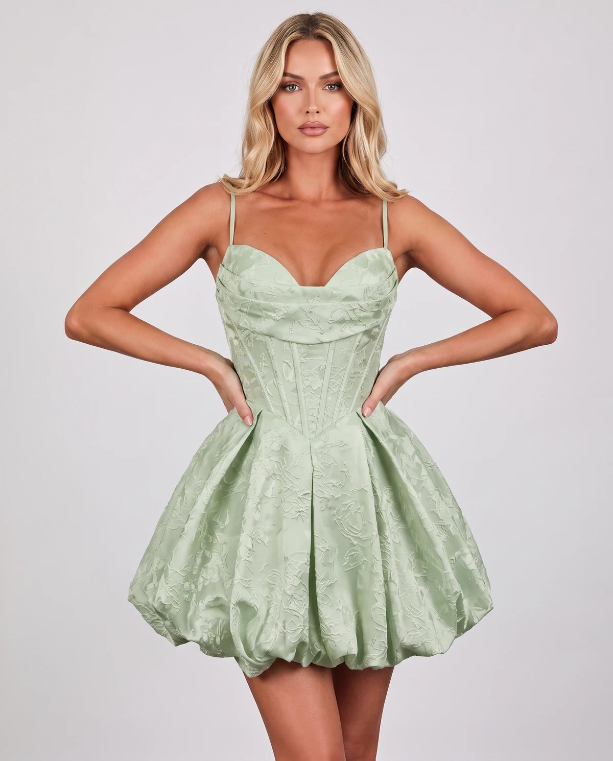 Bruyere Mini Dress — Sage Green