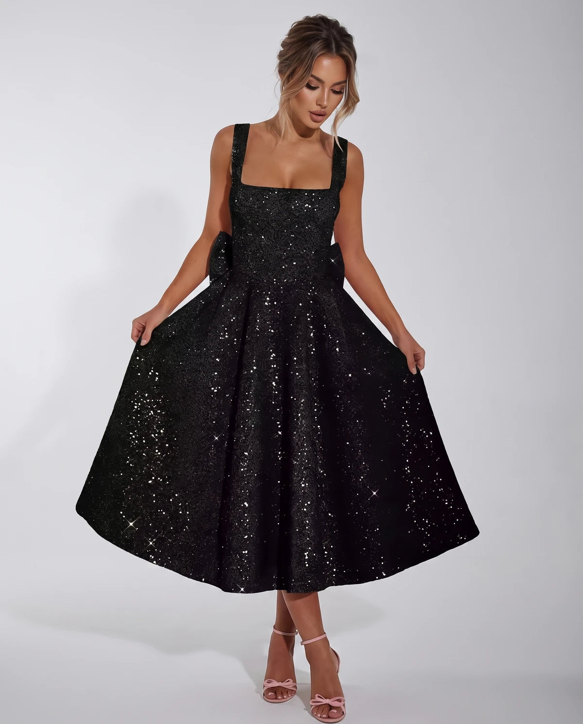 Calanthe Midi Dresses — Black