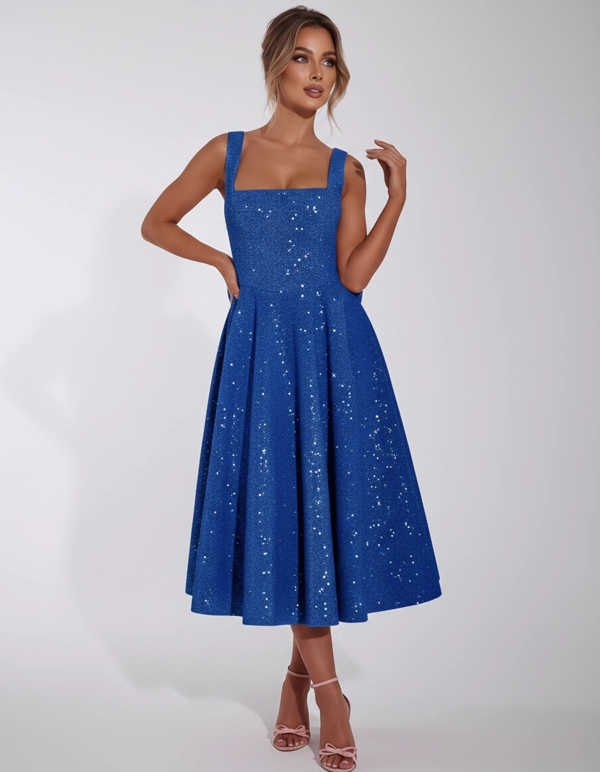 Calanthe Midi Dresses — Blue | SKU: SD-45767-blue-2,SD-45767-blue-4,SD-45767-blue-6,SD-45767-blue-8,SD-45767-blue-10,SD-45767-blue-12,SD-45767-blue-14,SD-45767-blue-16,SD-45767-blue-16W,SD-45767-blue-18W,SD-45767-blue-20W,SD-45767-blue-22W,SD-45767-blue-24W