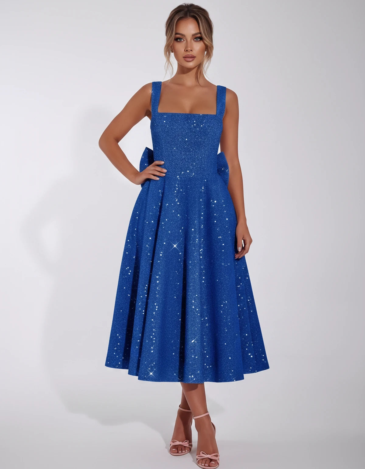 Calanthe Midi Dresses — Blue | SKU: SD-45767-blue-2,SD-45767-blue-4,SD-45767-blue-6,SD-45767-blue-8,SD-45767-blue-10,SD-45767-blue-12,SD-45767-blue-14,SD-45767-blue-16,SD-45767-blue-16W,SD-45767-blue-18W,SD-45767-blue-20W,SD-45767-blue-22W,SD-45767-blue-24W