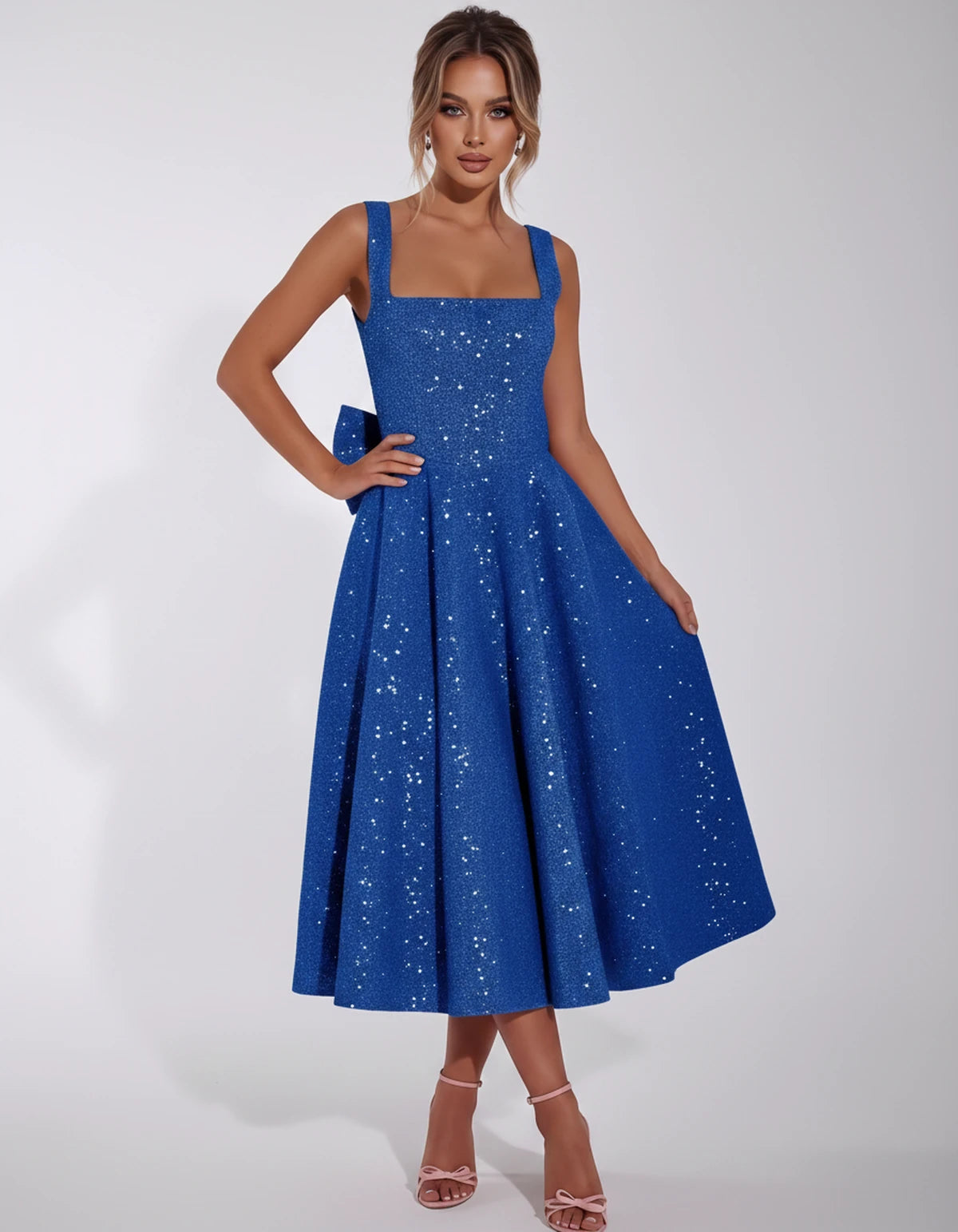 Calanthe Midi Dresses — Blue | SKU: SD-45767-blue-2,SD-45767-blue-4,SD-45767-blue-6,SD-45767-blue-8,SD-45767-blue-10,SD-45767-blue-12,SD-45767-blue-14,SD-45767-blue-16,SD-45767-blue-16W,SD-45767-blue-18W,SD-45767-blue-20W,SD-45767-blue-22W,SD-45767-blue-24W
