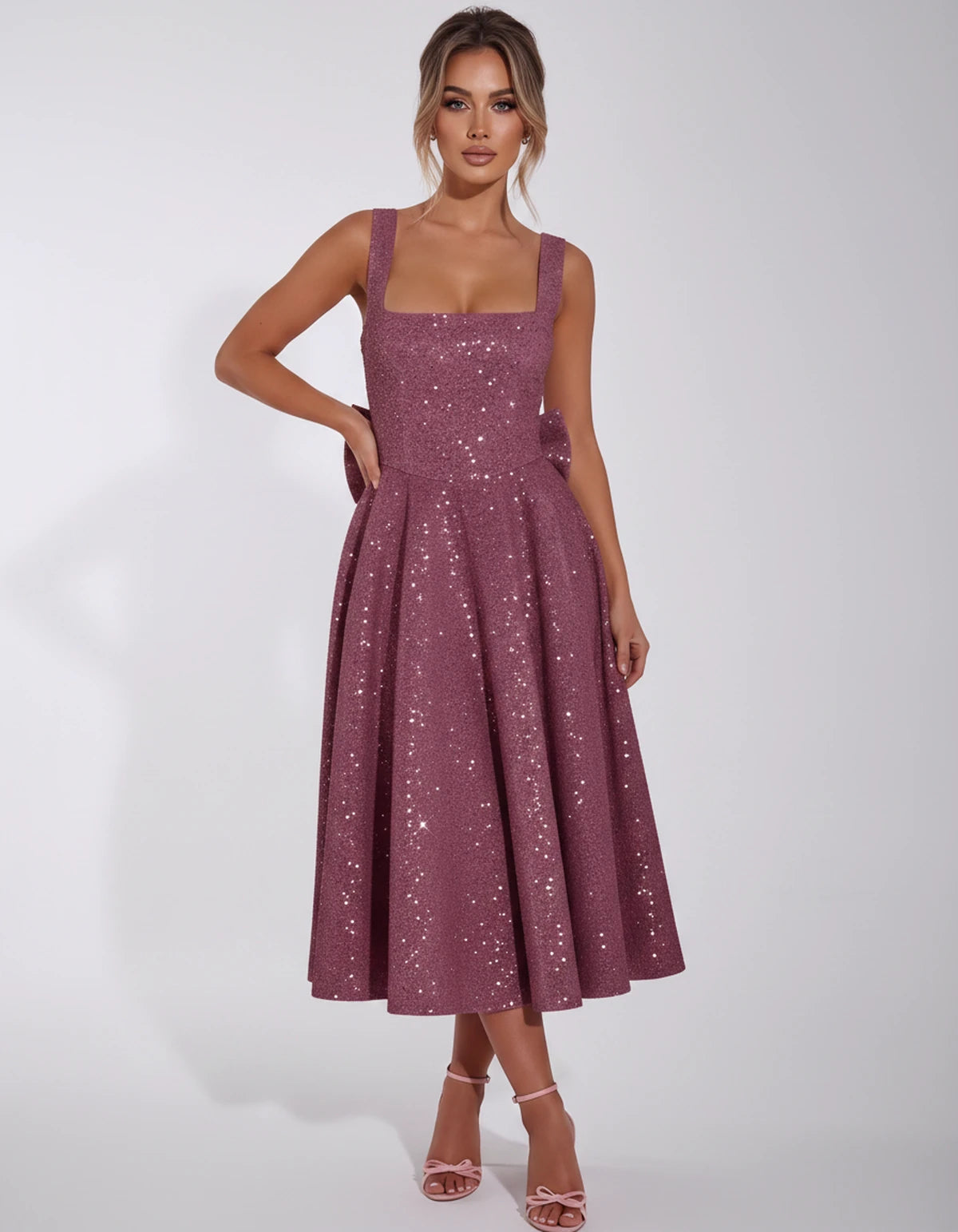 Calanthe Midi Dresses — Dusty Rose | SKU: SD-45767-dustyrose-2,SD-45767-dustyrose-4,SD-45767-dustyrose-6,SD-45767-dustyrose-8,SD-45767-dustyrose-10,SD-45767-dustyrose-12,SD-45767-dustyrose-14,SD-45767-dustyrose-16,SD-45767-dustyrose-16W,SD-45767-dustyrose-18W,SD-45767-dustyrose-20W,SD-45767-dustyrose-22W,SD-45767-dustyrose-24W