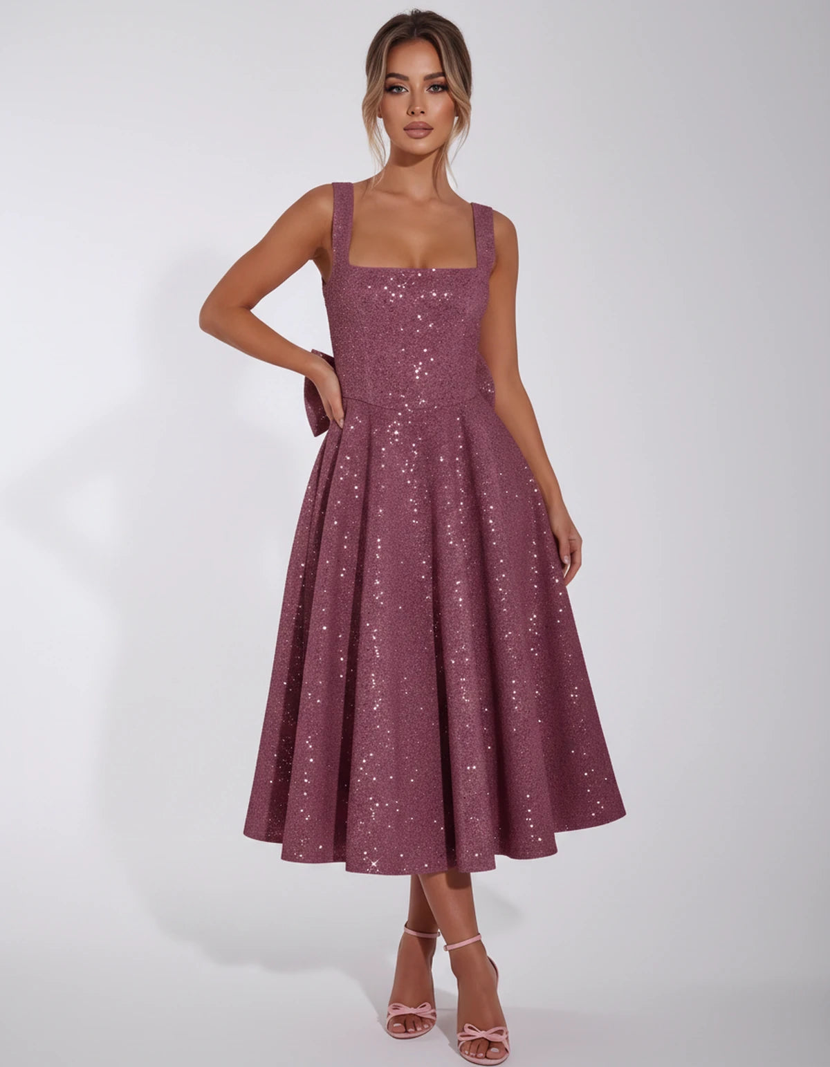 Calanthe Midi Dresses — Dusty Rose | SKU: SD-45767-dustyrose-2,SD-45767-dustyrose-4,SD-45767-dustyrose-6,SD-45767-dustyrose-8,SD-45767-dustyrose-10,SD-45767-dustyrose-12,SD-45767-dustyrose-14,SD-45767-dustyrose-16,SD-45767-dustyrose-16W,SD-45767-dustyrose-18W,SD-45767-dustyrose-20W,SD-45767-dustyrose-22W,SD-45767-dustyrose-24W