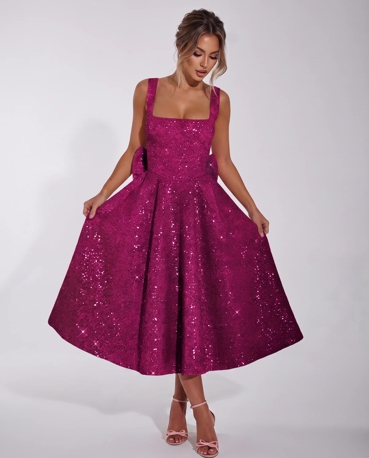 Calanthe Midi Dresses — Fuchsia