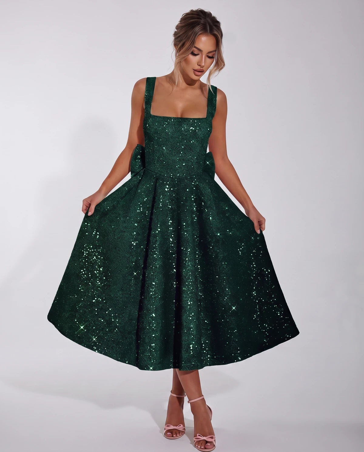 Calanthe Midi Dresses — Hunter Green