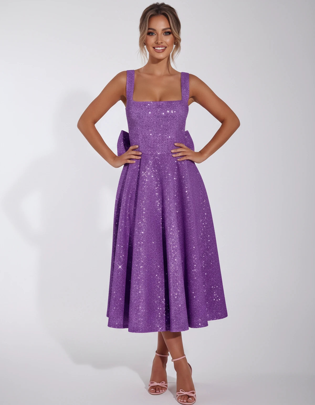 Calanthe Midi Dresses — Lilac | SKU: SD-45767-lilac-2,SD-45767-lilac-4,SD-45767-lilac-6,SD-45767-lilac-8,SD-45767-lilac-10,SD-45767-lilac-12,SD-45767-lilac-14,SD-45767-lilac-16,SD-45767-lilac-16W,SD-45767-lilac-18W,SD-45767-lilac-20W,SD-45767-lilac-22W,SD-45767-lilac-24W