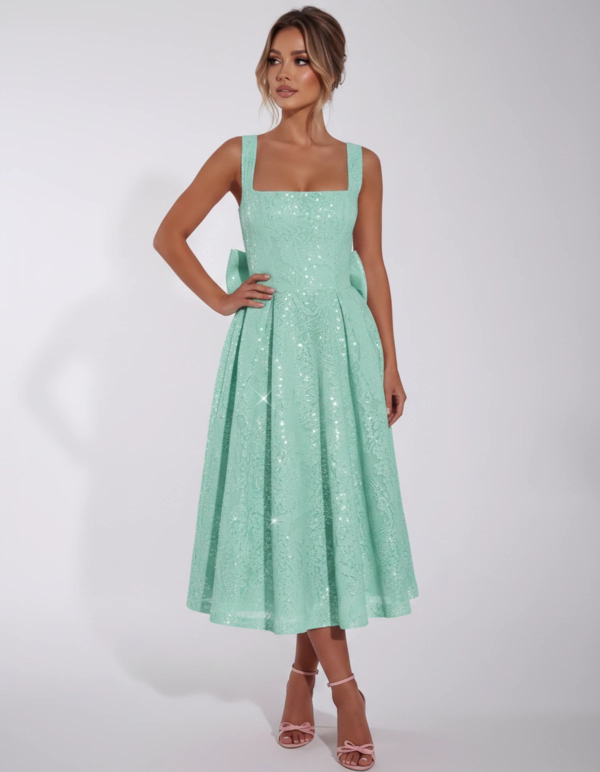 Calanthe Midi Dresses — Mint Green | SKU: SD-45767-mintgreen-2,SD-45767-mintgreen-4,SD-45767-mintgreen-6,SD-45767-mintgreen-8,SD-45767-mintgreen-10,SD-45767-mintgreen-12,SD-45767-mintgreen-14,SD-45767-mintgreen-16,SD-45767-mintgreen-16W,SD-45767-mintgreen-18W,SD-45767-mintgreen-20W,SD-45767-mintgreen-22W,SD-45767-mintgreen-24W