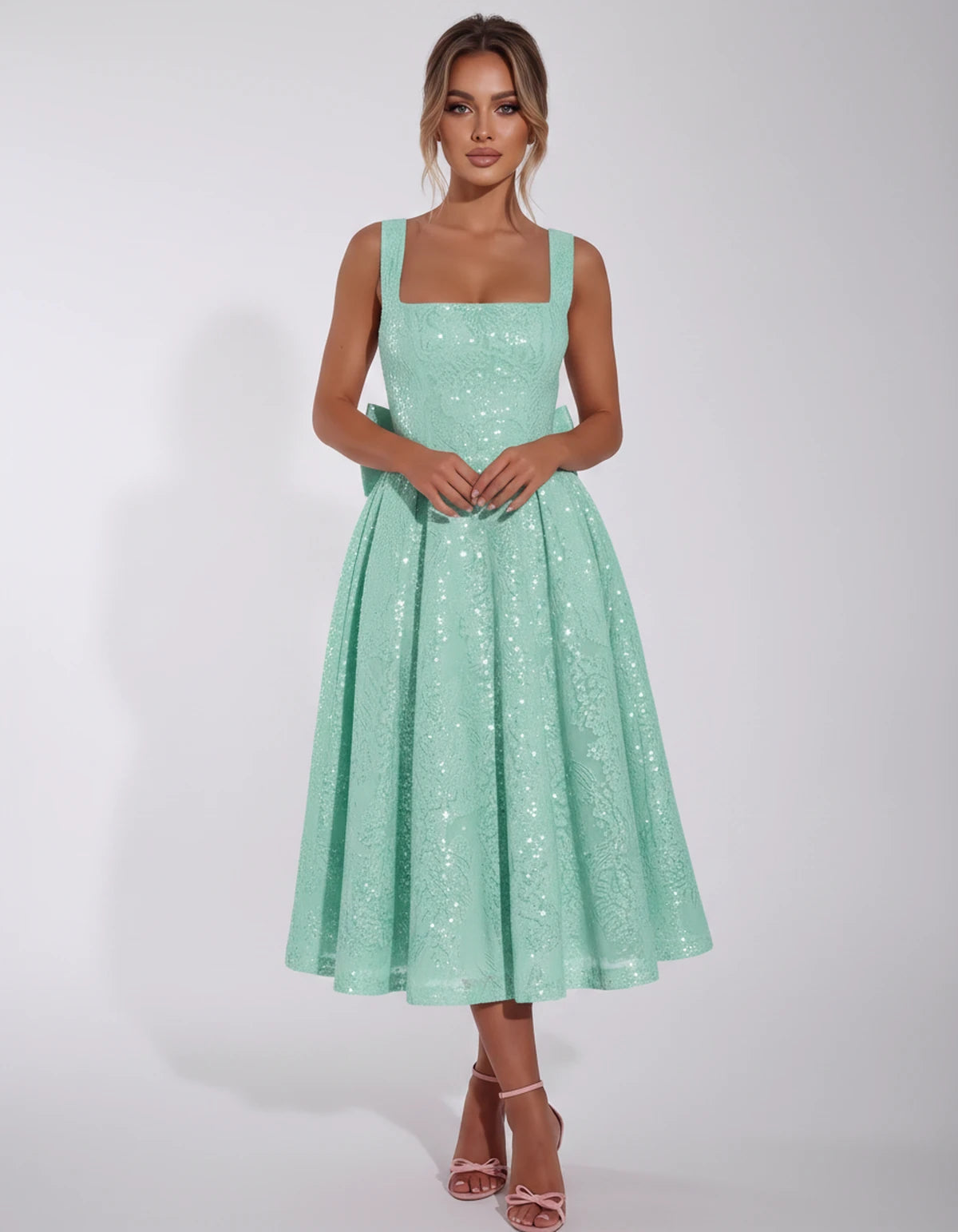 Calanthe Midi Dresses — Mint Green | SKU: SD-45767-mintgreen-2,SD-45767-mintgreen-4,SD-45767-mintgreen-6,SD-45767-mintgreen-8,SD-45767-mintgreen-10,SD-45767-mintgreen-12,SD-45767-mintgreen-14,SD-45767-mintgreen-16,SD-45767-mintgreen-16W,SD-45767-mintgreen-18W,SD-45767-mintgreen-20W,SD-45767-mintgreen-22W,SD-45767-mintgreen-24W