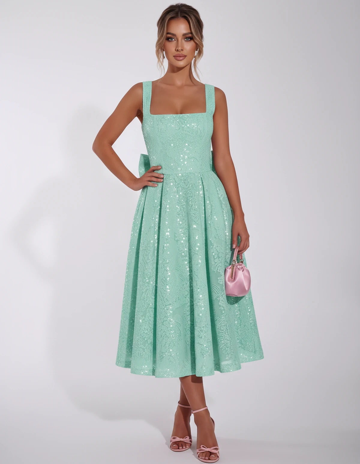 Calanthe Midi Dresses — Mint Green | SKU: SD-45767-mintgreen-2,SD-45767-mintgreen-4,SD-45767-mintgreen-6,SD-45767-mintgreen-8,SD-45767-mintgreen-10,SD-45767-mintgreen-12,SD-45767-mintgreen-14,SD-45767-mintgreen-16,SD-45767-mintgreen-16W,SD-45767-mintgreen-18W,SD-45767-mintgreen-20W,SD-45767-mintgreen-22W,SD-45767-mintgreen-24W