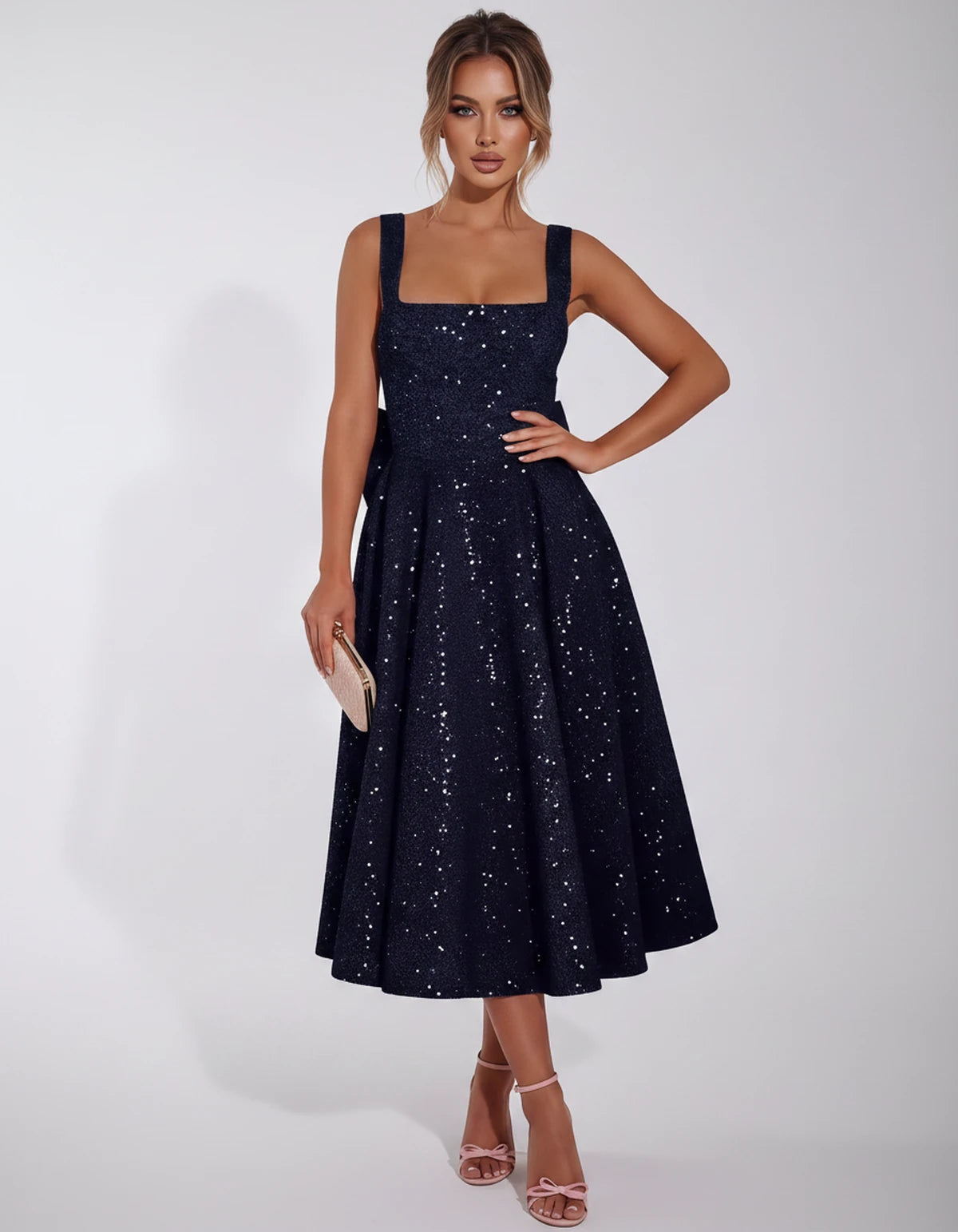 Calanthe Midi Dresses — Navy Blue | SKU: SD-45767-navyblue-2,SD-45767-navyblue-4,SD-45767-navyblue-6,SD-45767-navyblue-8,SD-45767-navyblue-10,SD-45767-navyblue-12,SD-45767-navyblue-14,SD-45767-navyblue-16,SD-45767-navyblue-16W,SD-45767-navyblue-18W,SD-45767-navyblue-20W,SD-45767-navyblue-22W,SD-45767-navyblue-24W