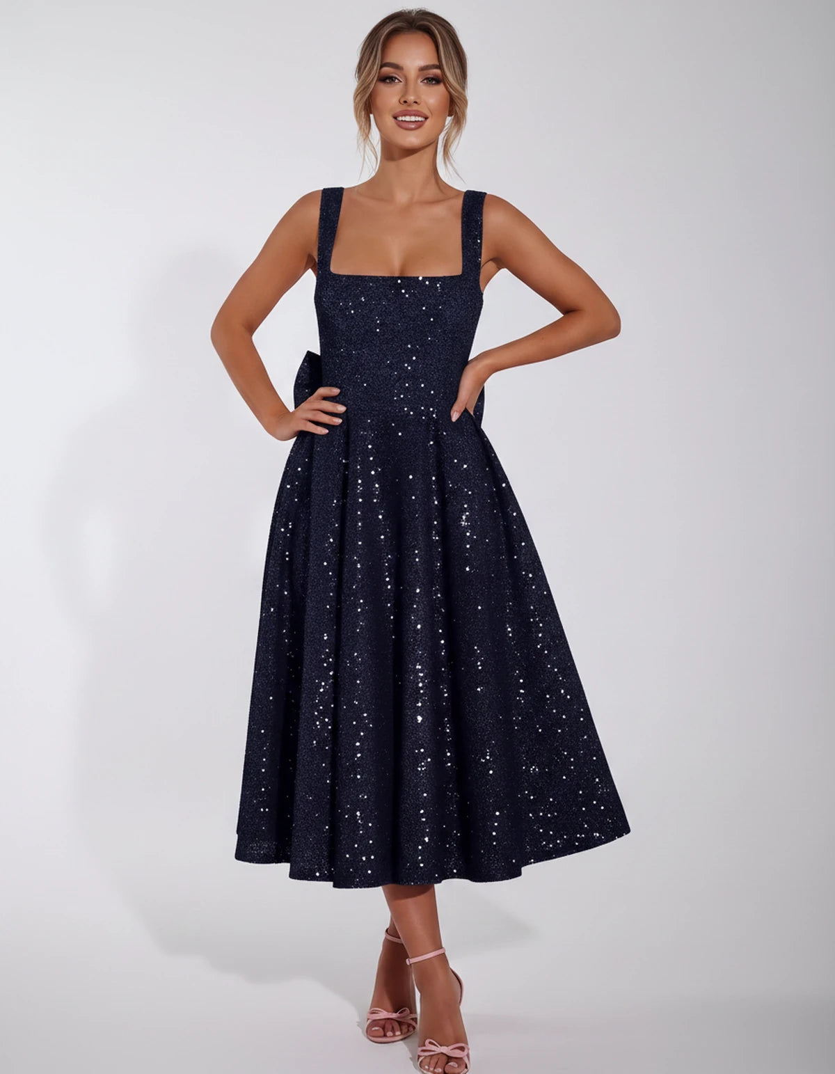 Calanthe Midi Dresses — Navy Blue | SKU: SD-45767-navyblue-2,SD-45767-navyblue-4,SD-45767-navyblue-6,SD-45767-navyblue-8,SD-45767-navyblue-10,SD-45767-navyblue-12,SD-45767-navyblue-14,SD-45767-navyblue-16,SD-45767-navyblue-16W,SD-45767-navyblue-18W,SD-45767-navyblue-20W,SD-45767-navyblue-22W,SD-45767-navyblue-24W