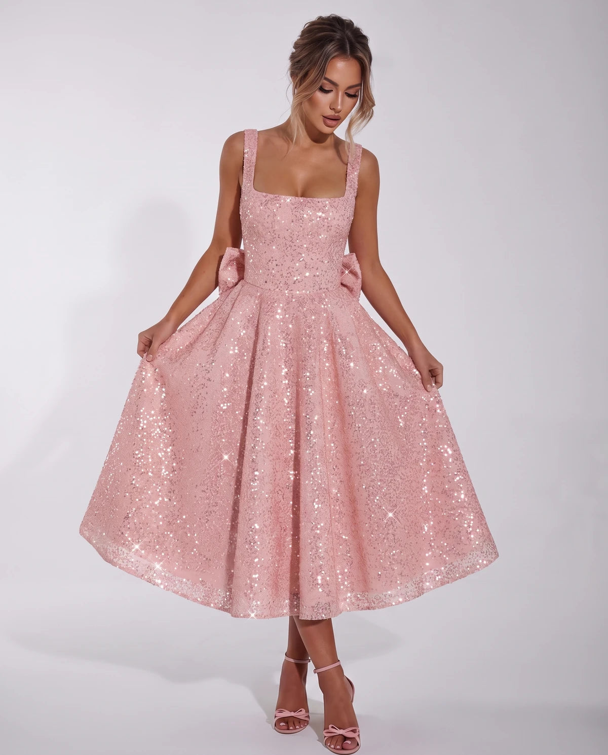 Calanthe Midi Dresses — Pink