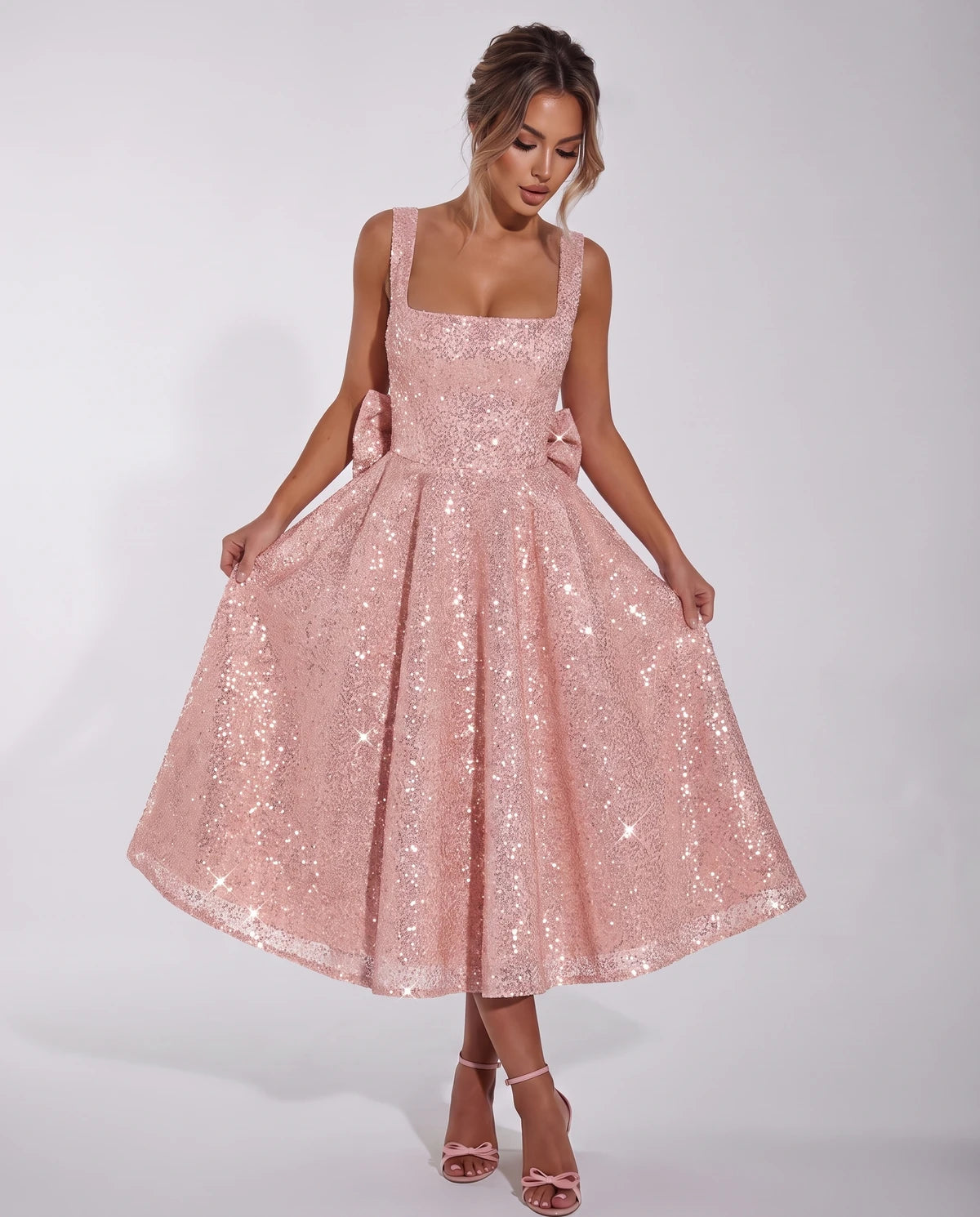 Calanthe Midi Dresses — Rose Gold