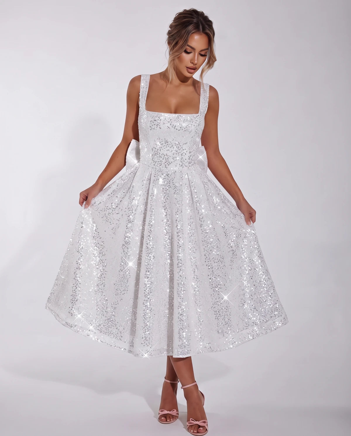 Calanthe Midi Dresses — Silver