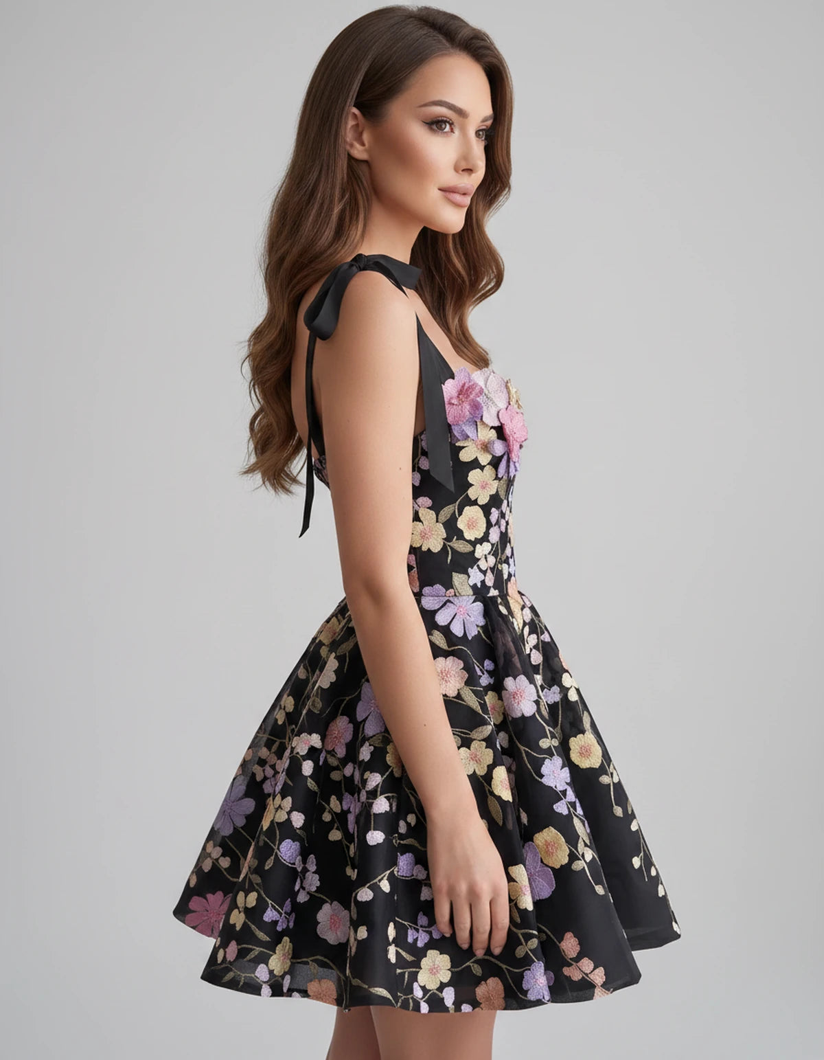 Callista Mini Dress — Black | SKU: SD-58295-black-2,SD-58295-black-4,SD-58295-black-6,SD-58295-black-8,SD-58295-black-10,SD-58295-black-12,SD-58295-black-14,SD-58295-black-16,SD-58295-black-16W,SD-58295-black-18W,SD-58295-black-20W,SD-58295-black-22W