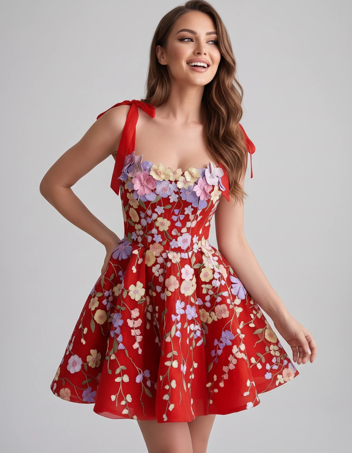 Callista Mini Dress — Red | SKU: SD-58295-red-2,SD-58295-red-4,SD-58295-red-6,SD-58295-red-8,SD-58295-red-10,SD-58295-red-12,SD-58295-red-14,SD-58295-red-16,SD-58295-red-16W,SD-58295-red-18W,SD-58295-red-20W,SD-58295-red-22W