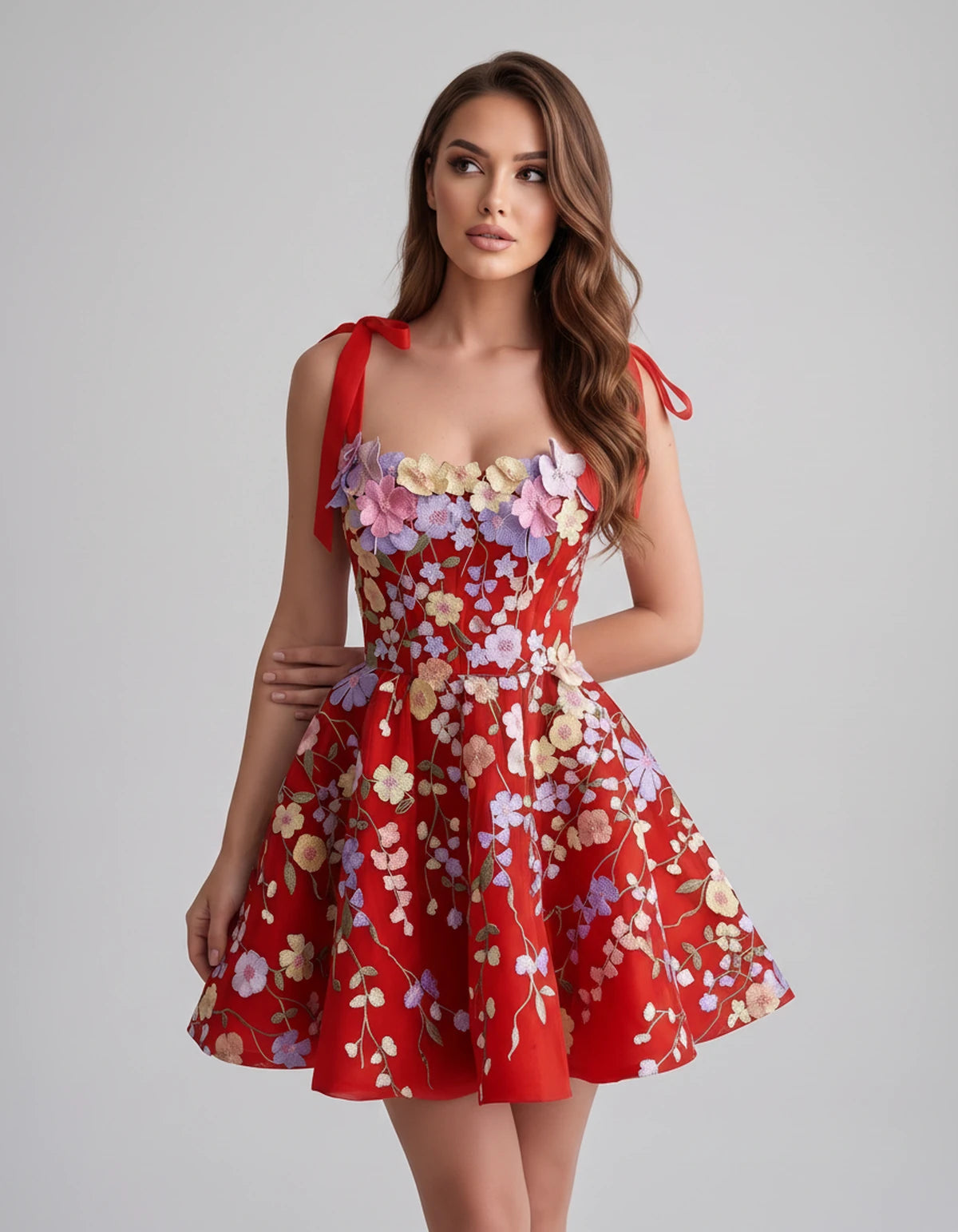 Callista Mini Dress — Red | SKU: SD-58295-red-2,SD-58295-red-4,SD-58295-red-6,SD-58295-red-8,SD-58295-red-10,SD-58295-red-12,SD-58295-red-14,SD-58295-red-16,SD-58295-red-16W,SD-58295-red-18W,SD-58295-red-20W,SD-58295-red-22W