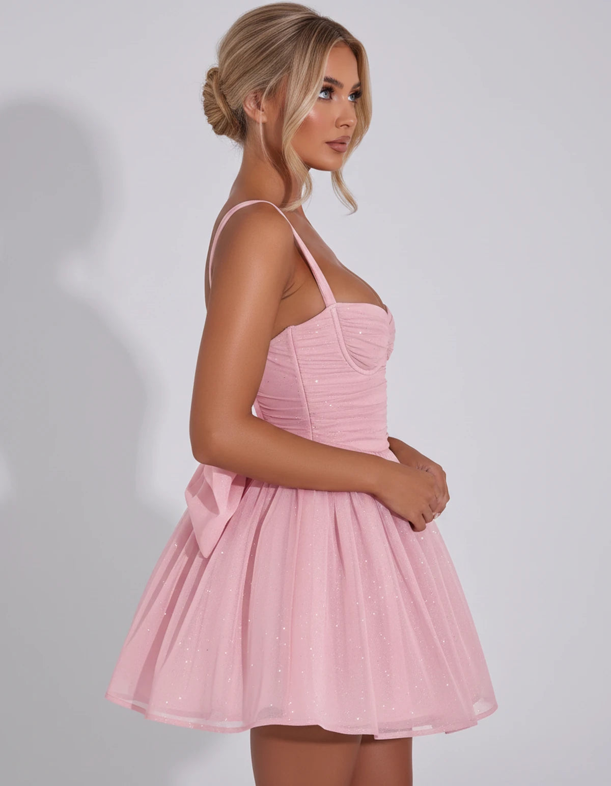 Candela Mini Dress — Pink | SKU: SD-88710-pink-2,SD-88710-pink-4,SD-88710-pink-6,SD-88710-pink-8,SD-88710-pink-10,SD-88710-pink-12,SD-88710-pink-14,SD-88710-pink-16,SD-88710-pink-16W,SD-88710-pink-18W,SD-88710-pink-20W,SD-88710-pink-22W
