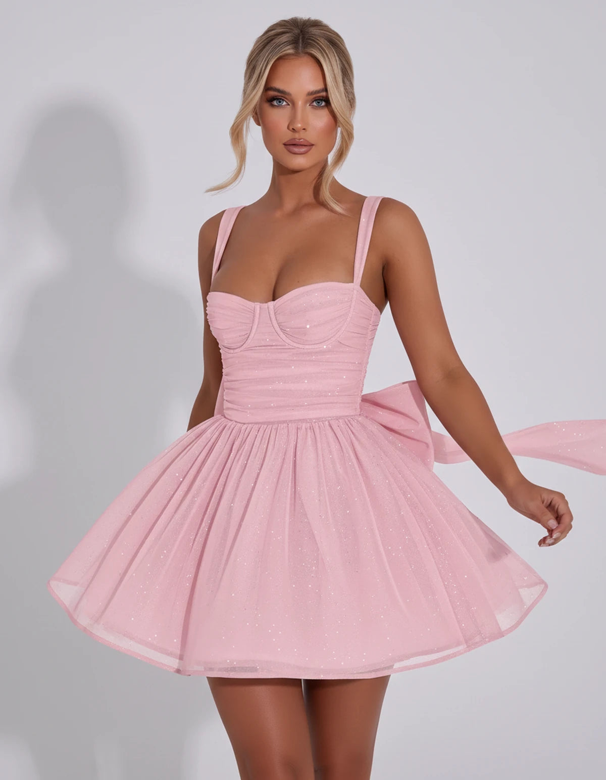Candela Mini Dress — Pink | SKU: SD-88710-pink-2,SD-88710-pink-4,SD-88710-pink-6,SD-88710-pink-8,SD-88710-pink-10,SD-88710-pink-12,SD-88710-pink-14,SD-88710-pink-16,SD-88710-pink-16W,SD-88710-pink-18W,SD-88710-pink-20W,SD-88710-pink-22W